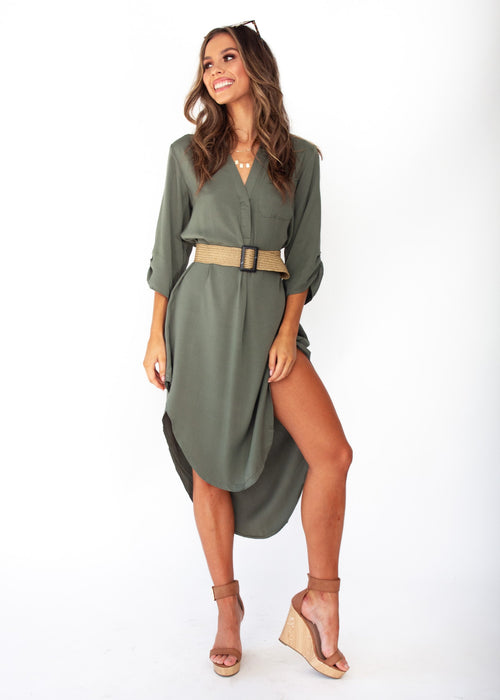 Life With You Tunic Midi Dress - Khaki