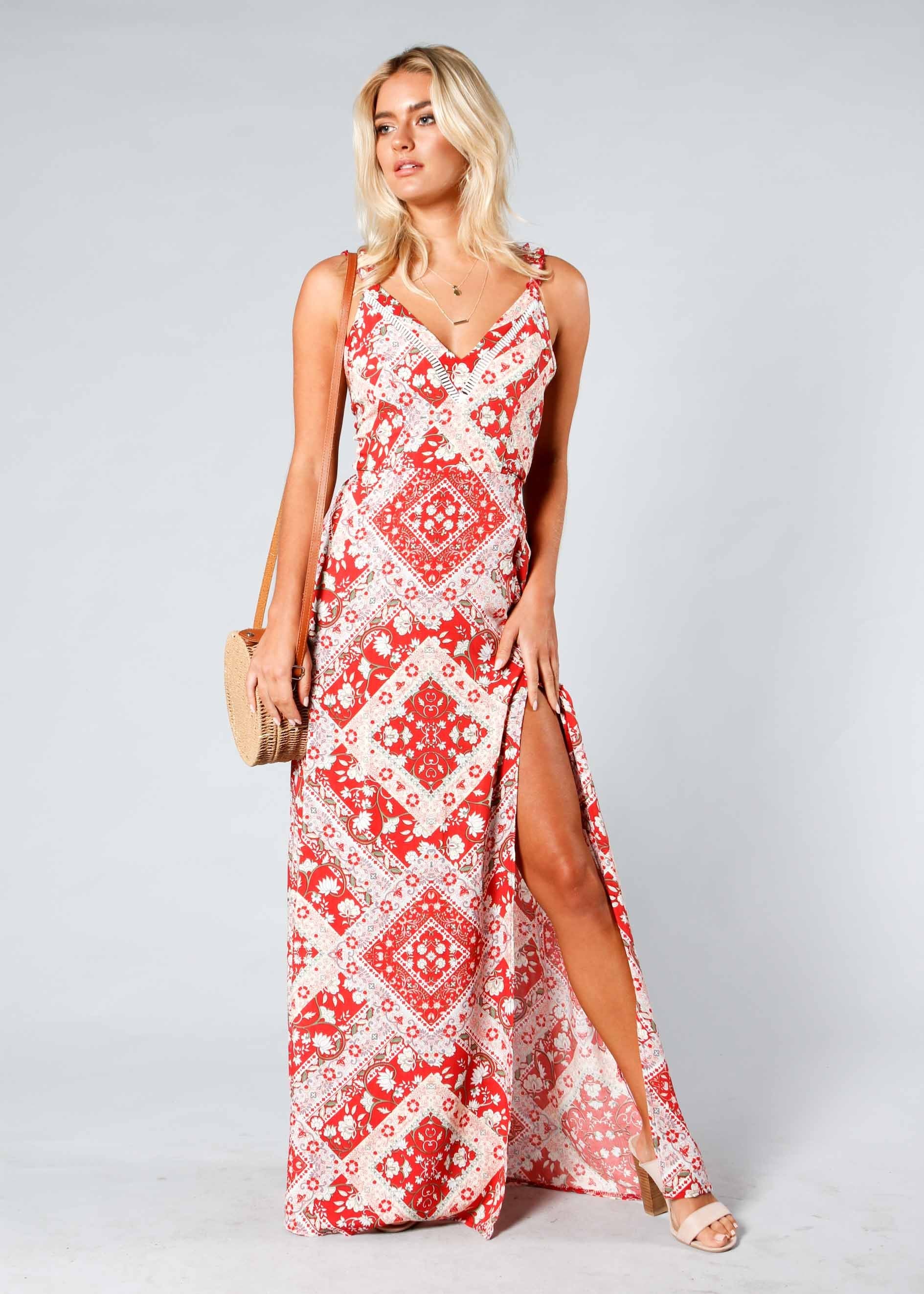 Feels Like Summer Maxi Dress - Red Paisley