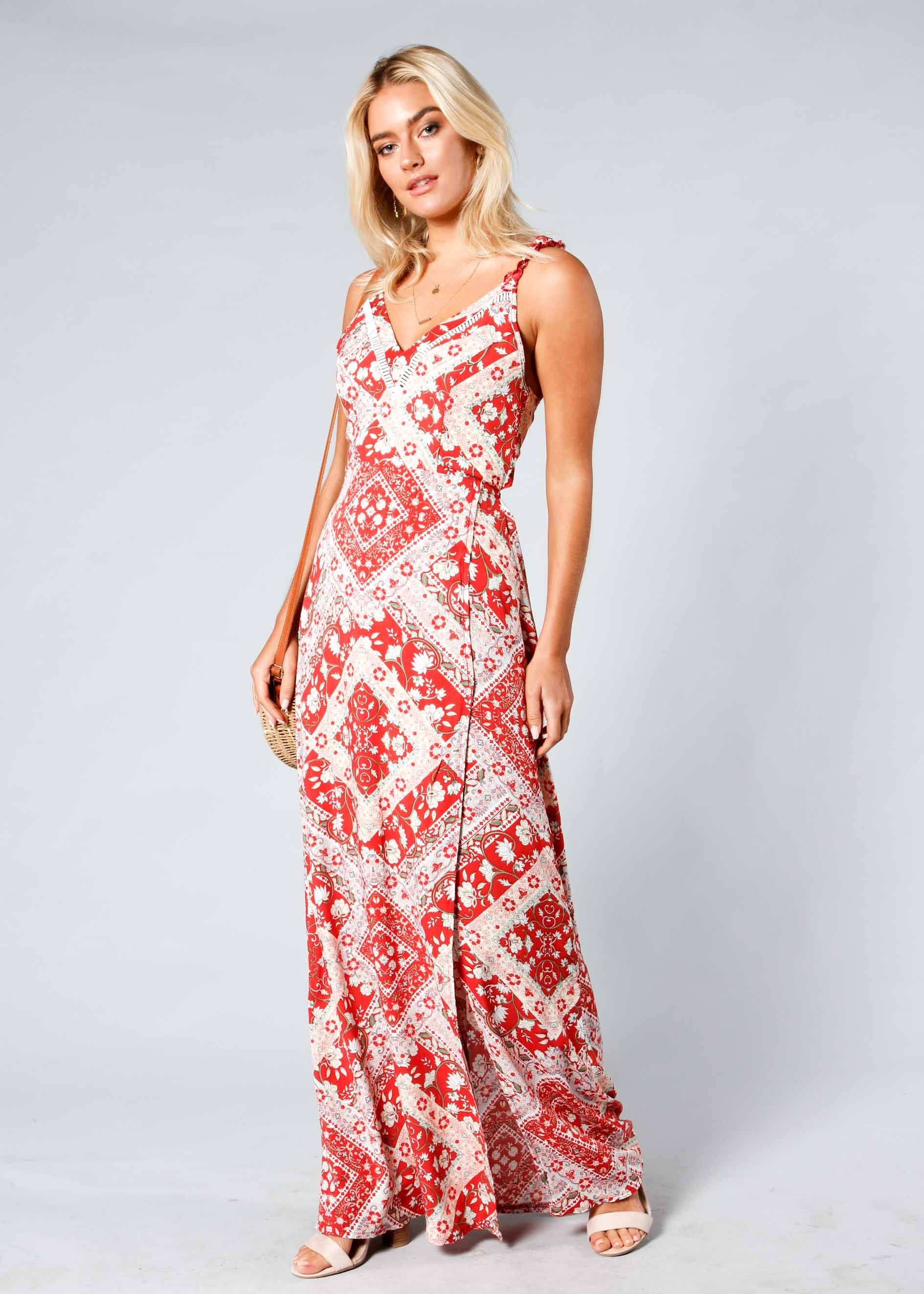 Feels Like Summer Maxi Dress - Red Paisley