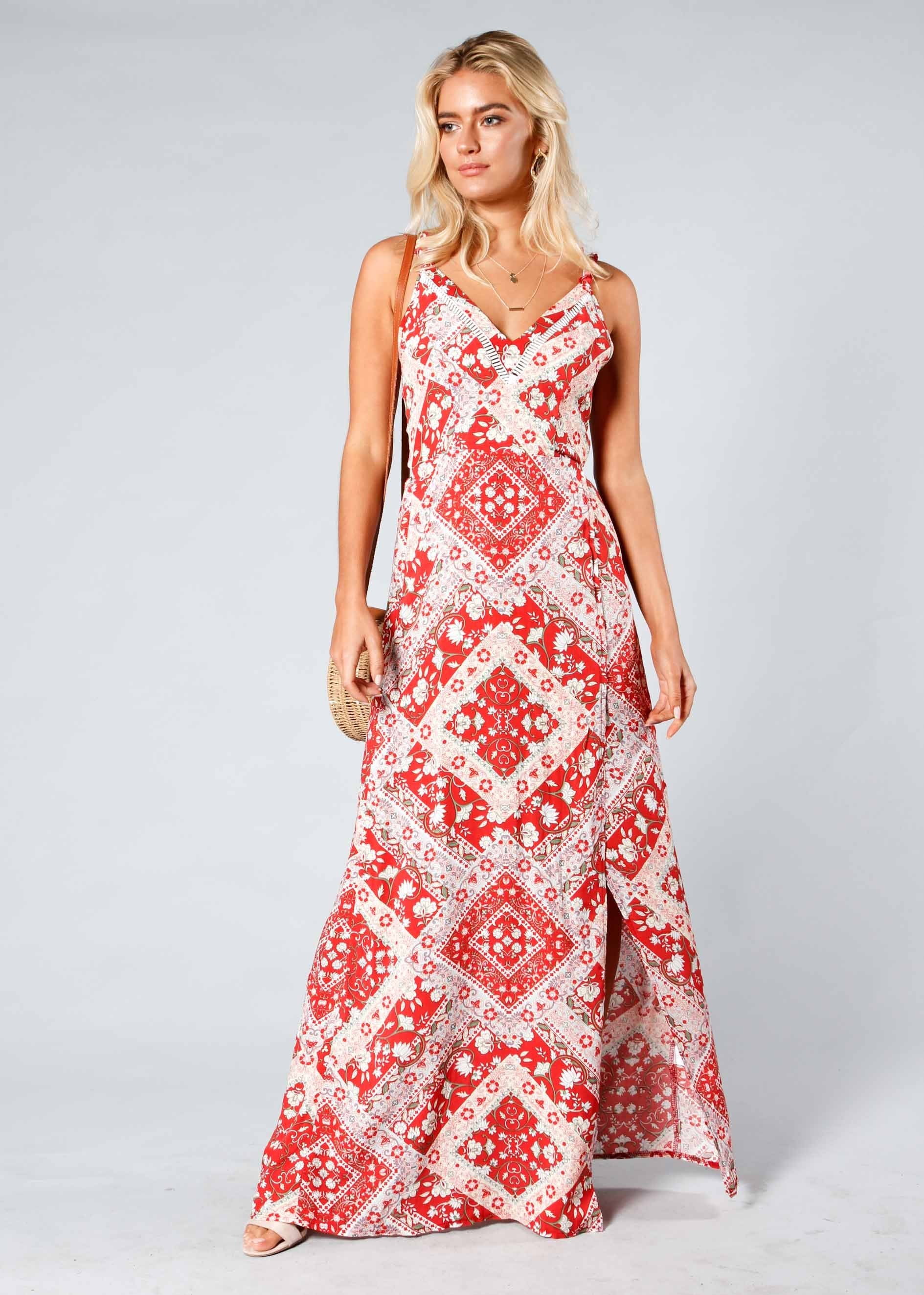 Feels Like Summer Maxi Dress - Red Paisley