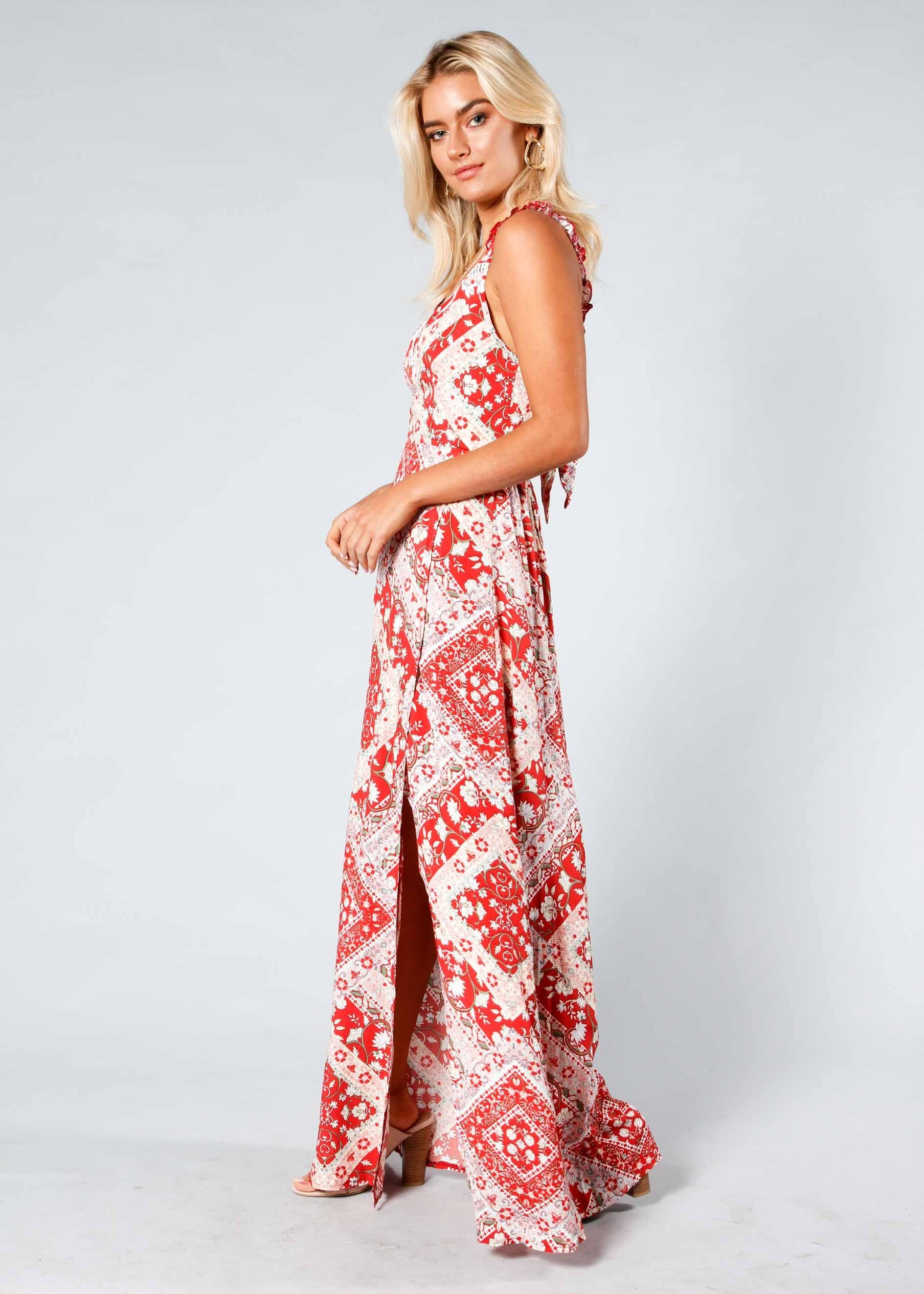 Feels Like Summer Maxi Dress - Red Paisley