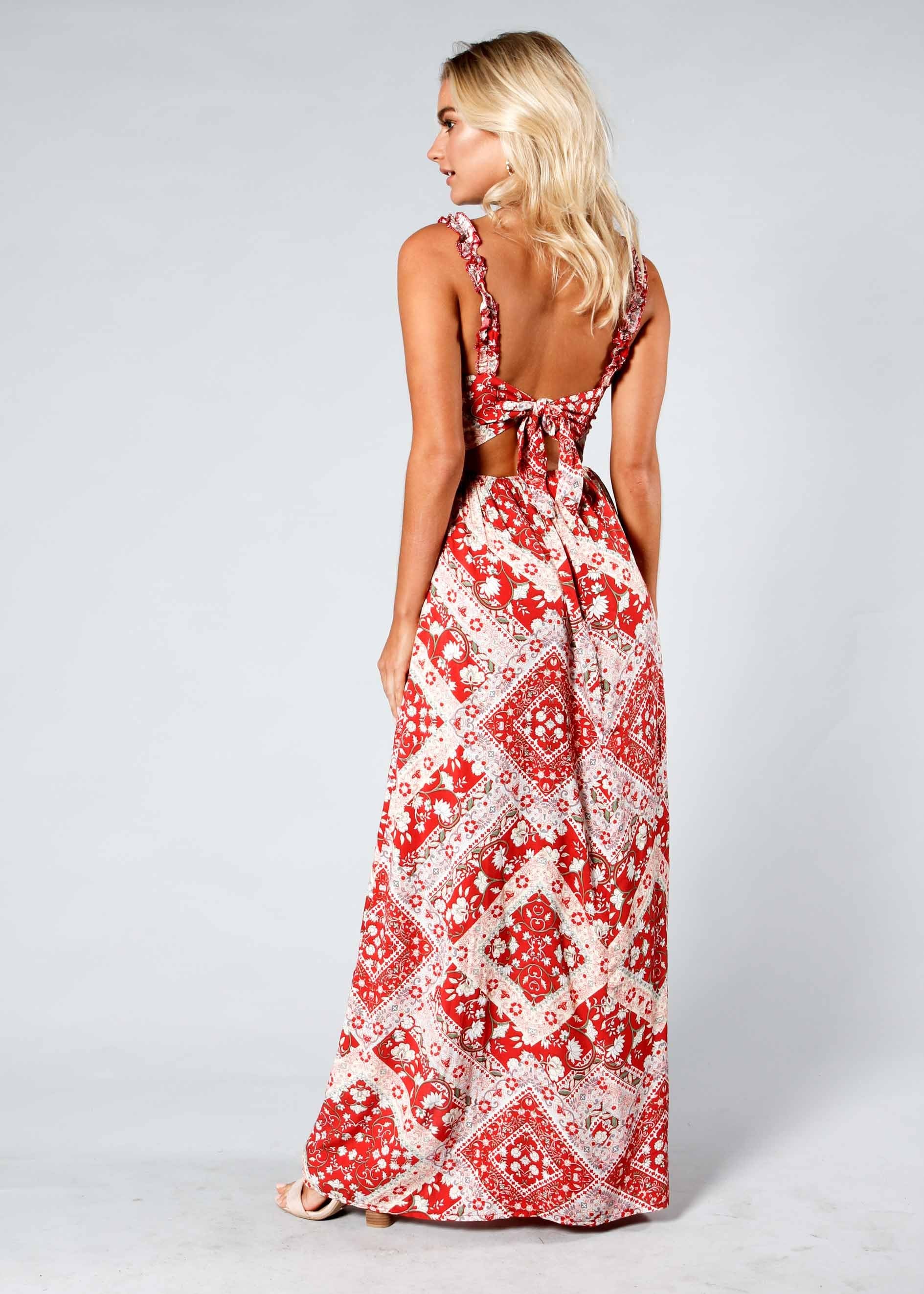 Feels Like Summer Maxi Dress - Red Paisley
