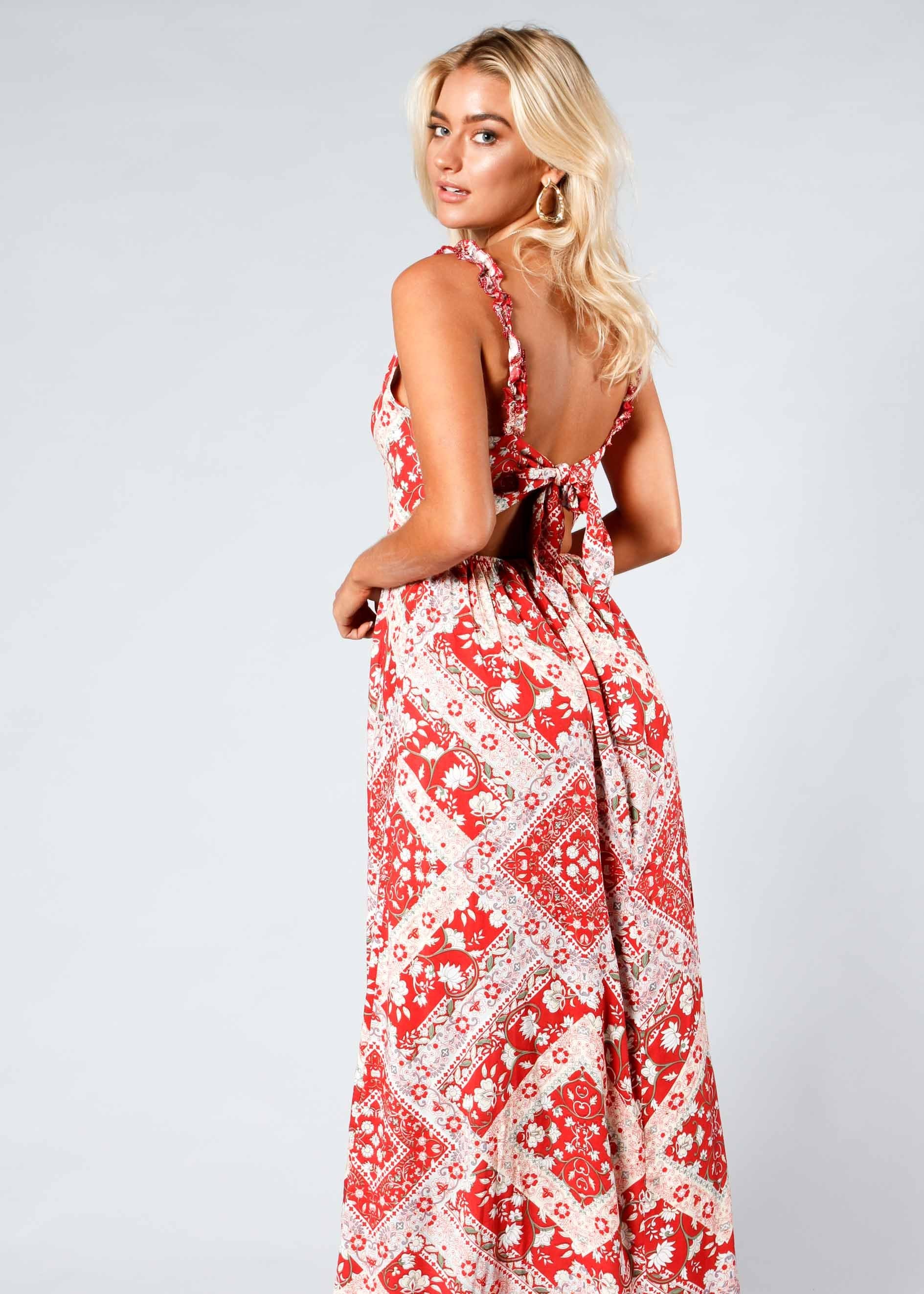 Feels Like Summer Maxi Dress - Red Paisley