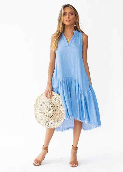 Faded Love Midi Dress - Blue Denim