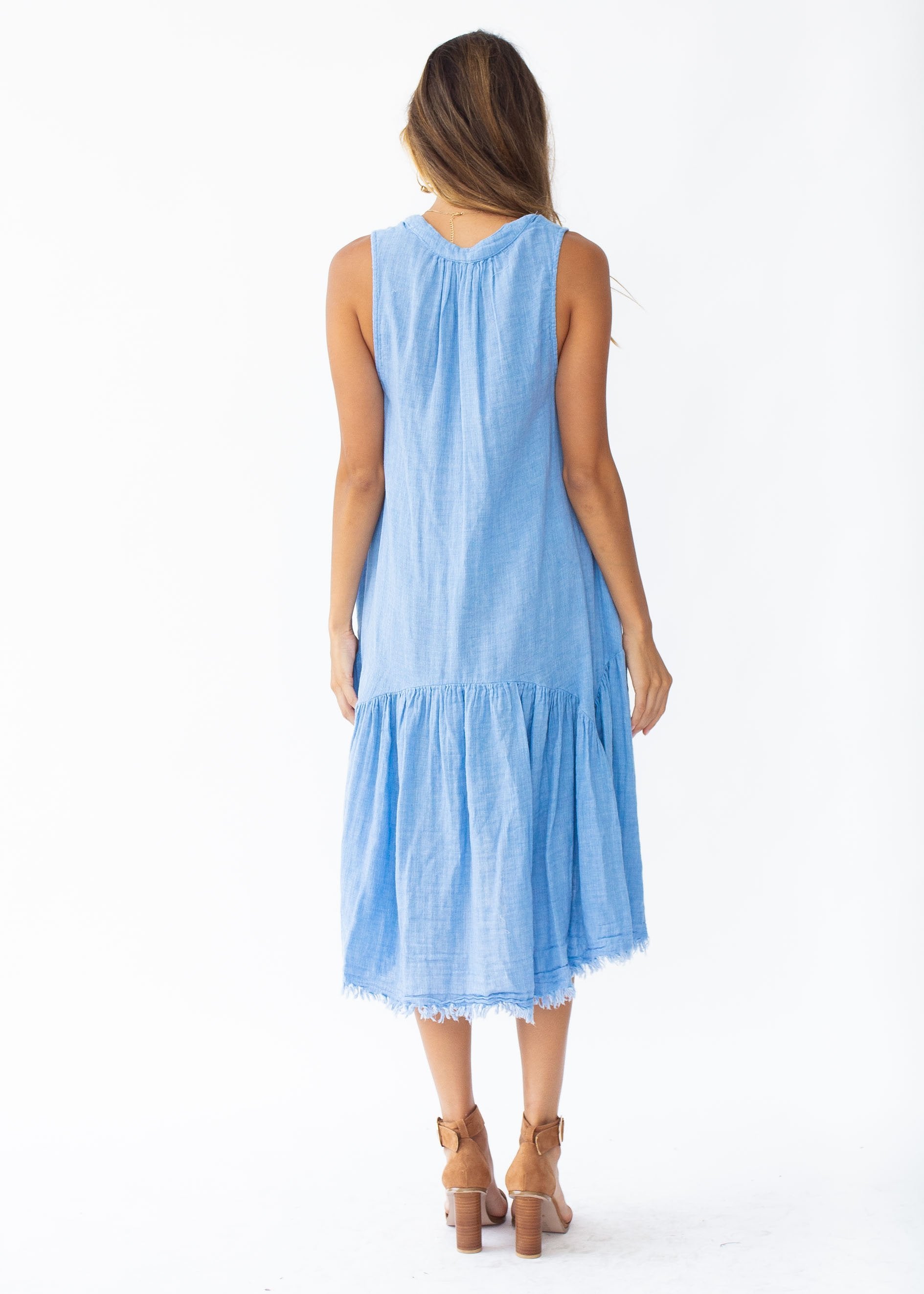 Faded Love Midi Dress - Blue Denim