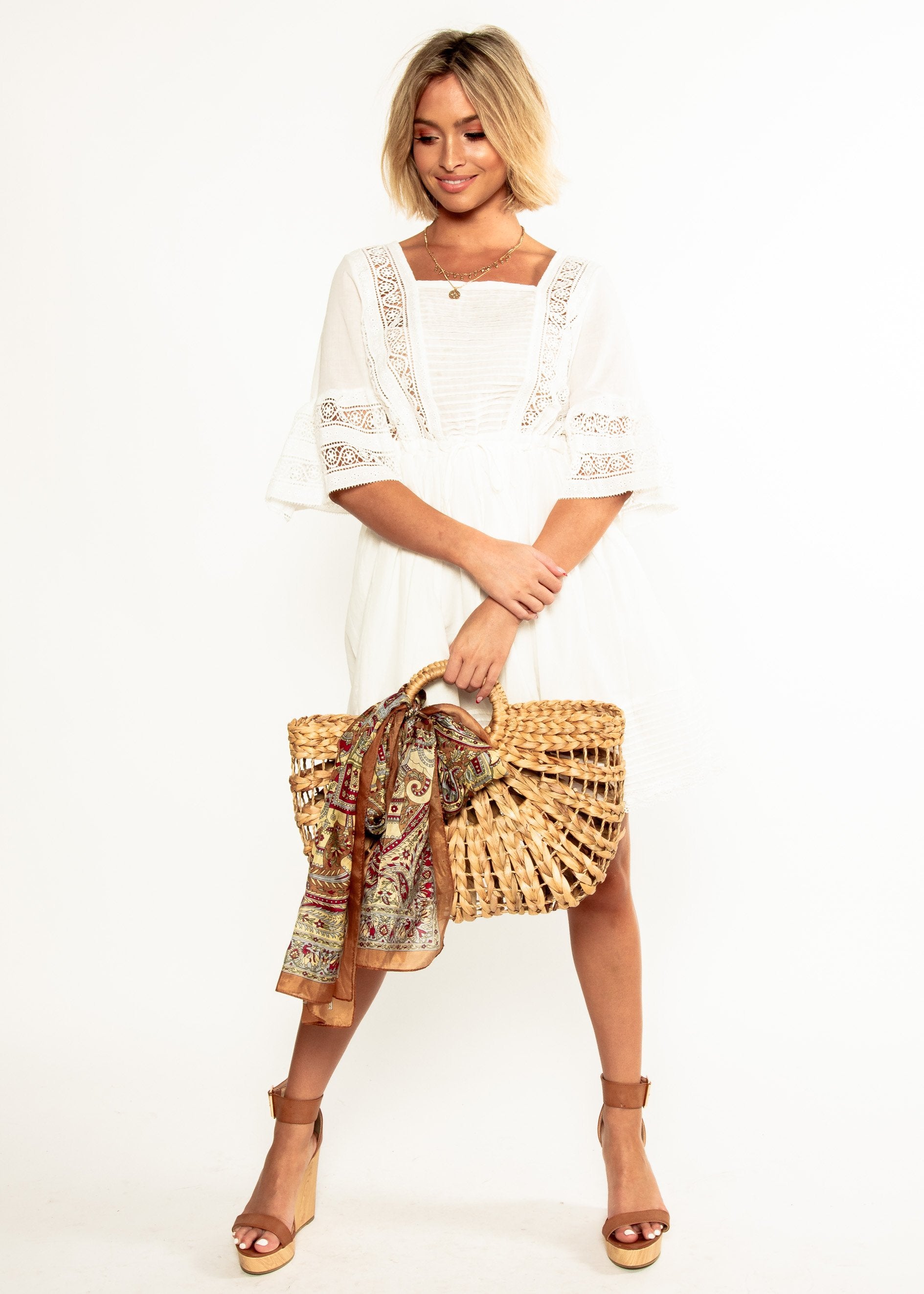 Heidi Sky Swing Dress - White