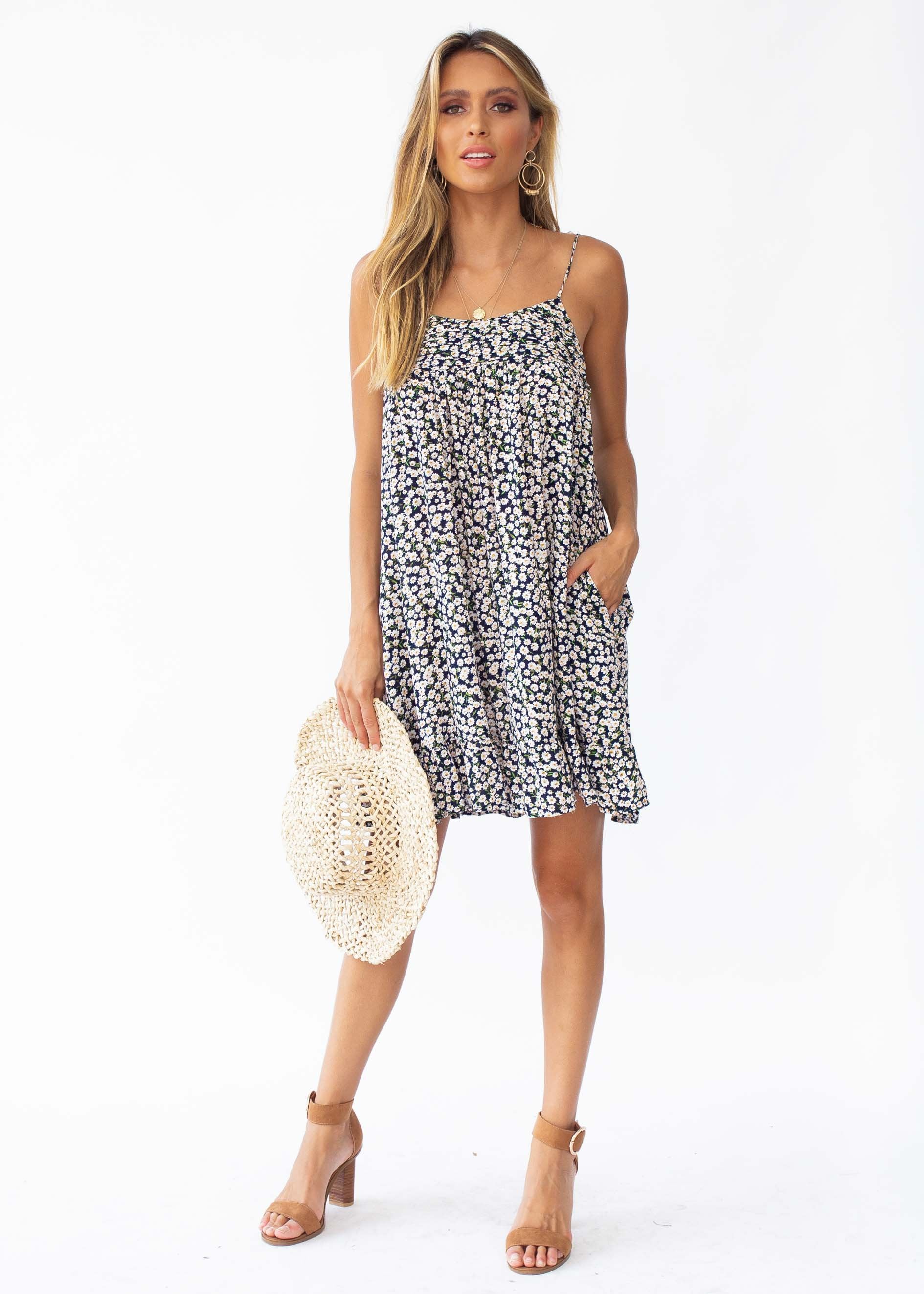 Blair Swing Dress - Navy Floral