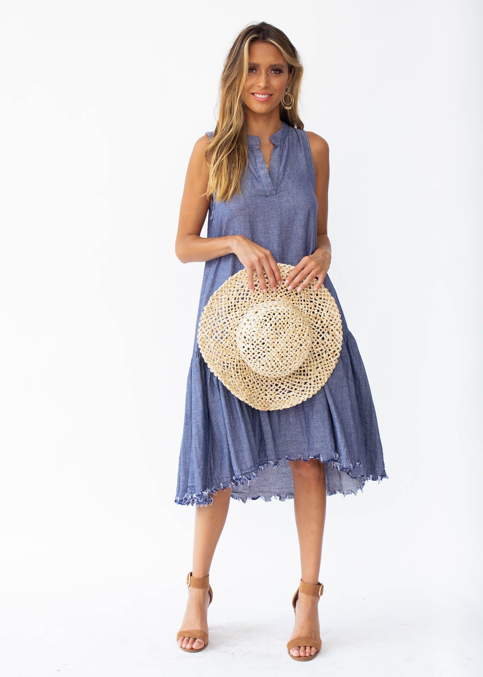Faded Love Midi Dress - Dark Denim
