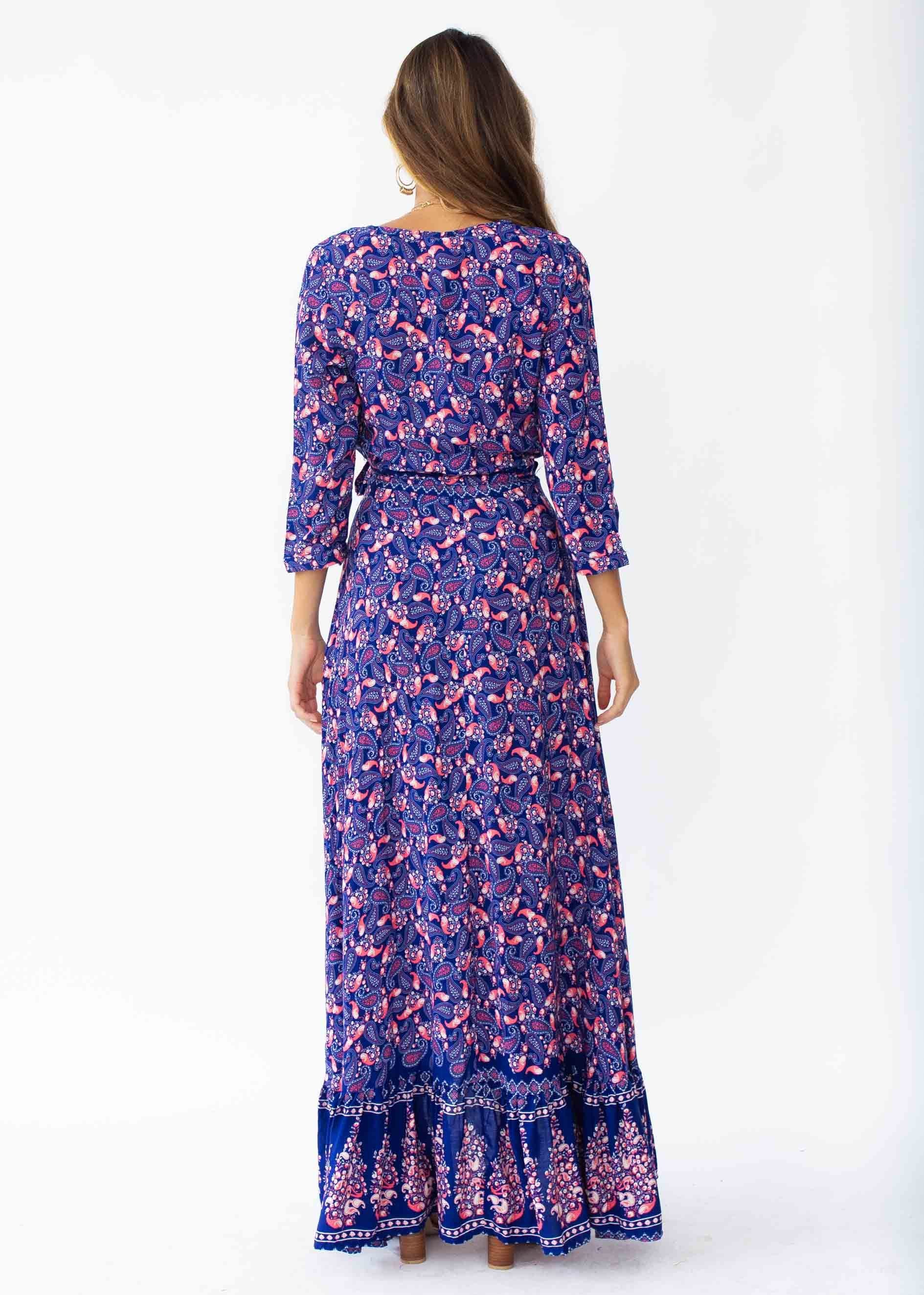 Catching Dreams Maxi Dress - Navy/Red