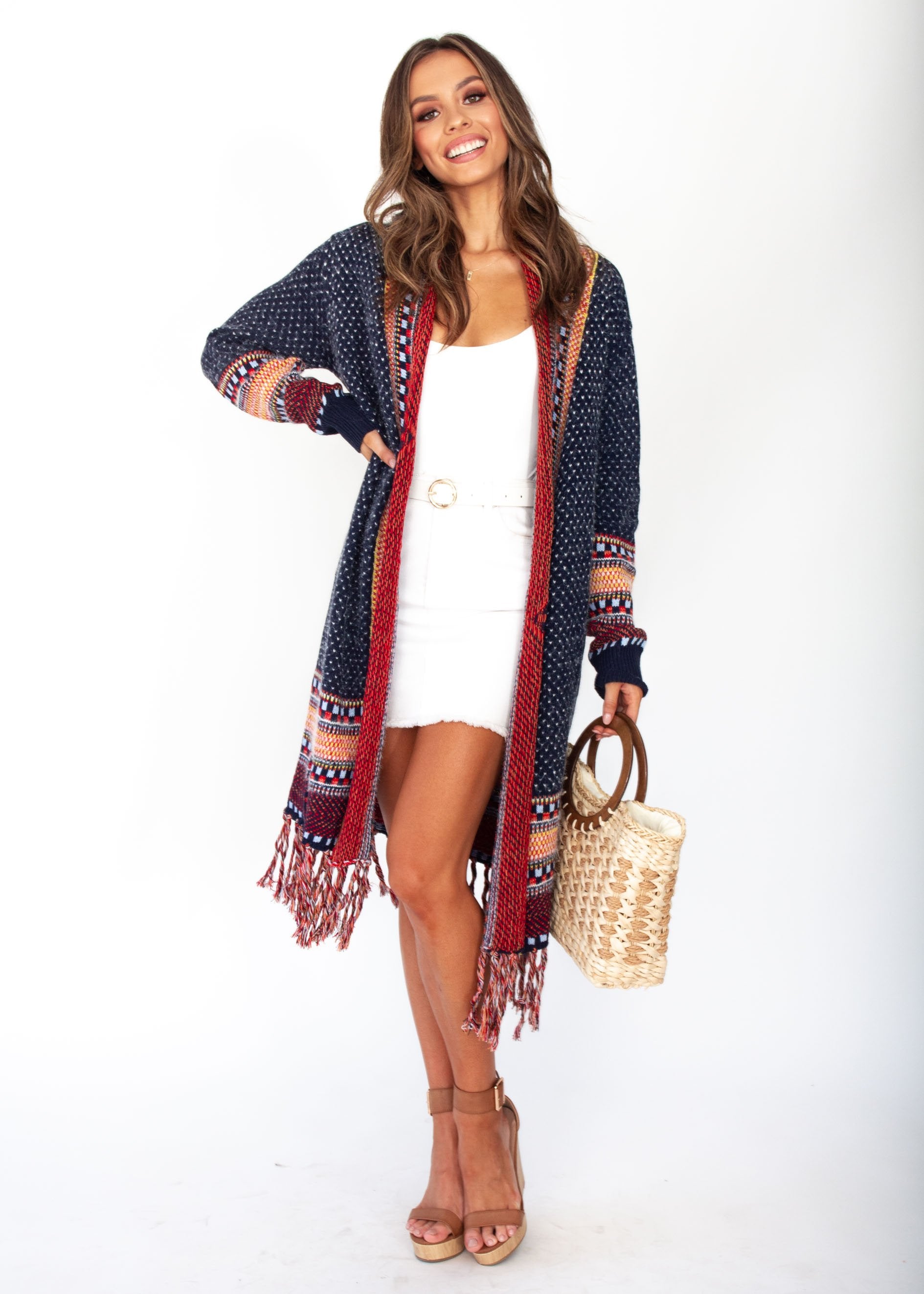 Women's In The Air Aztec Cardigan - Navy Print