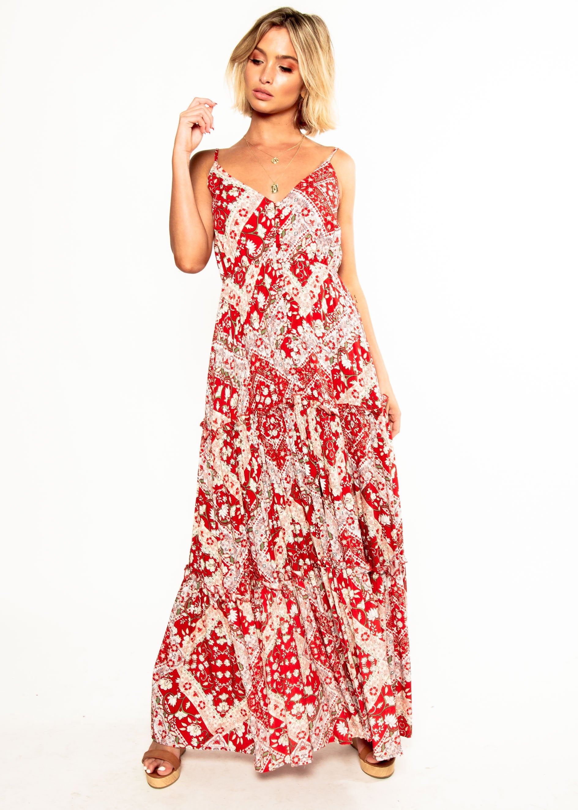 My Imagination Maxi Dress - Red Paisley