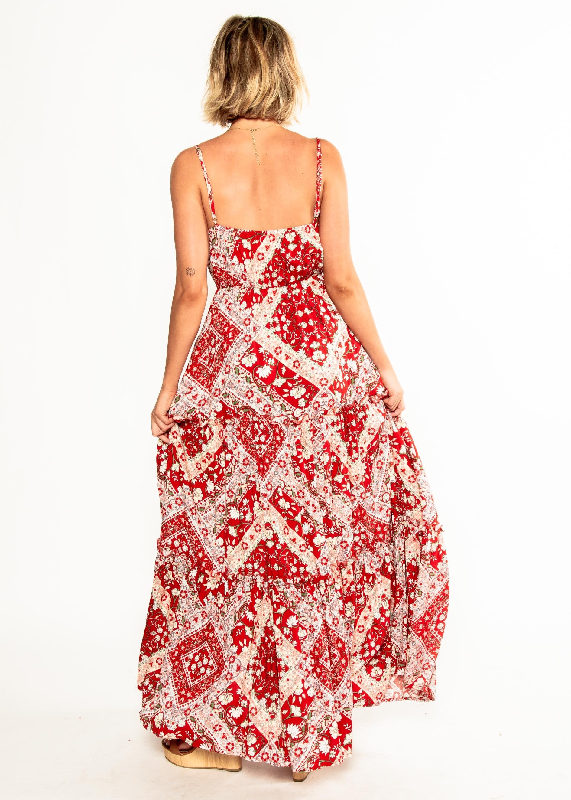 My Imagination Maxi Dress - Red Paisley