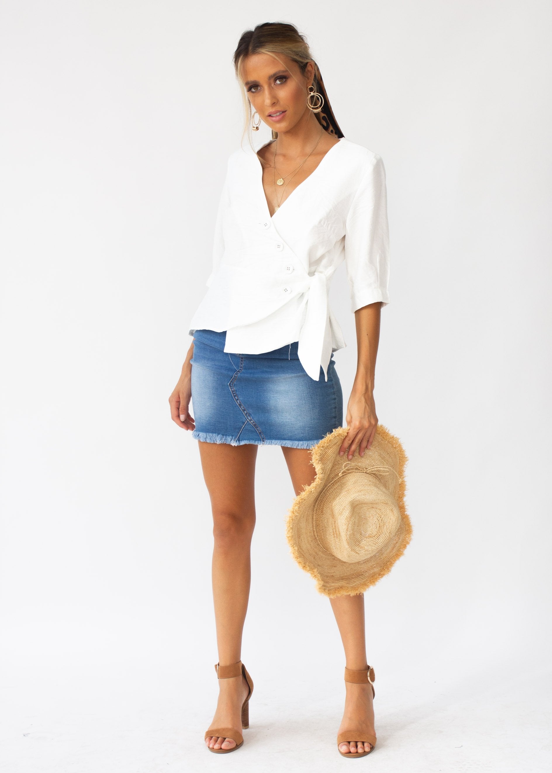 Delilah Tie Blouse - White