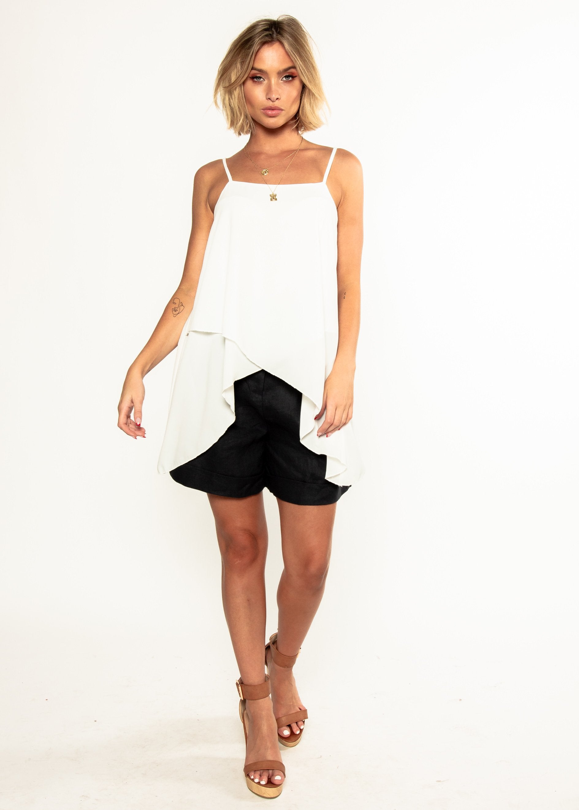 Sefina Asymmetrical Cami - White