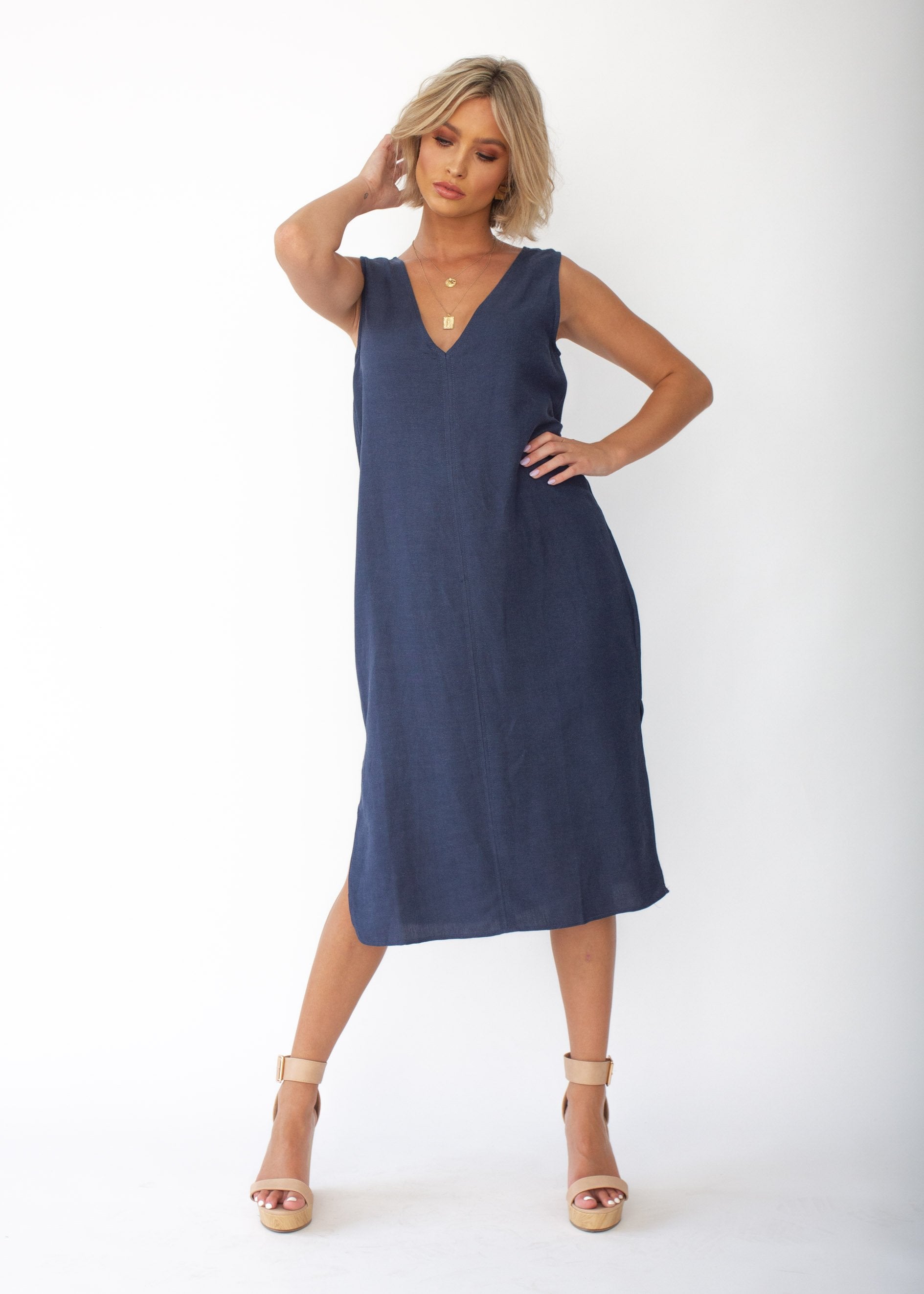 Flynn Midi Dress - Navy