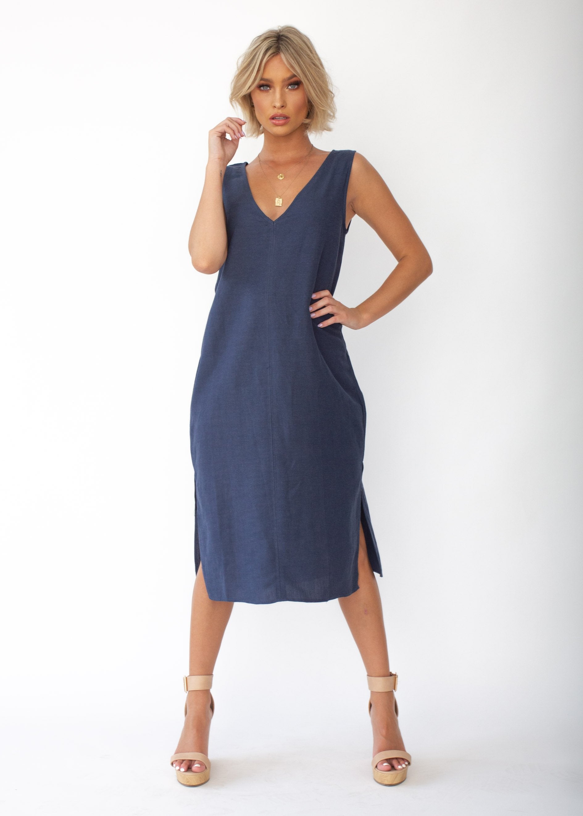Flynn Midi Dress - Navy