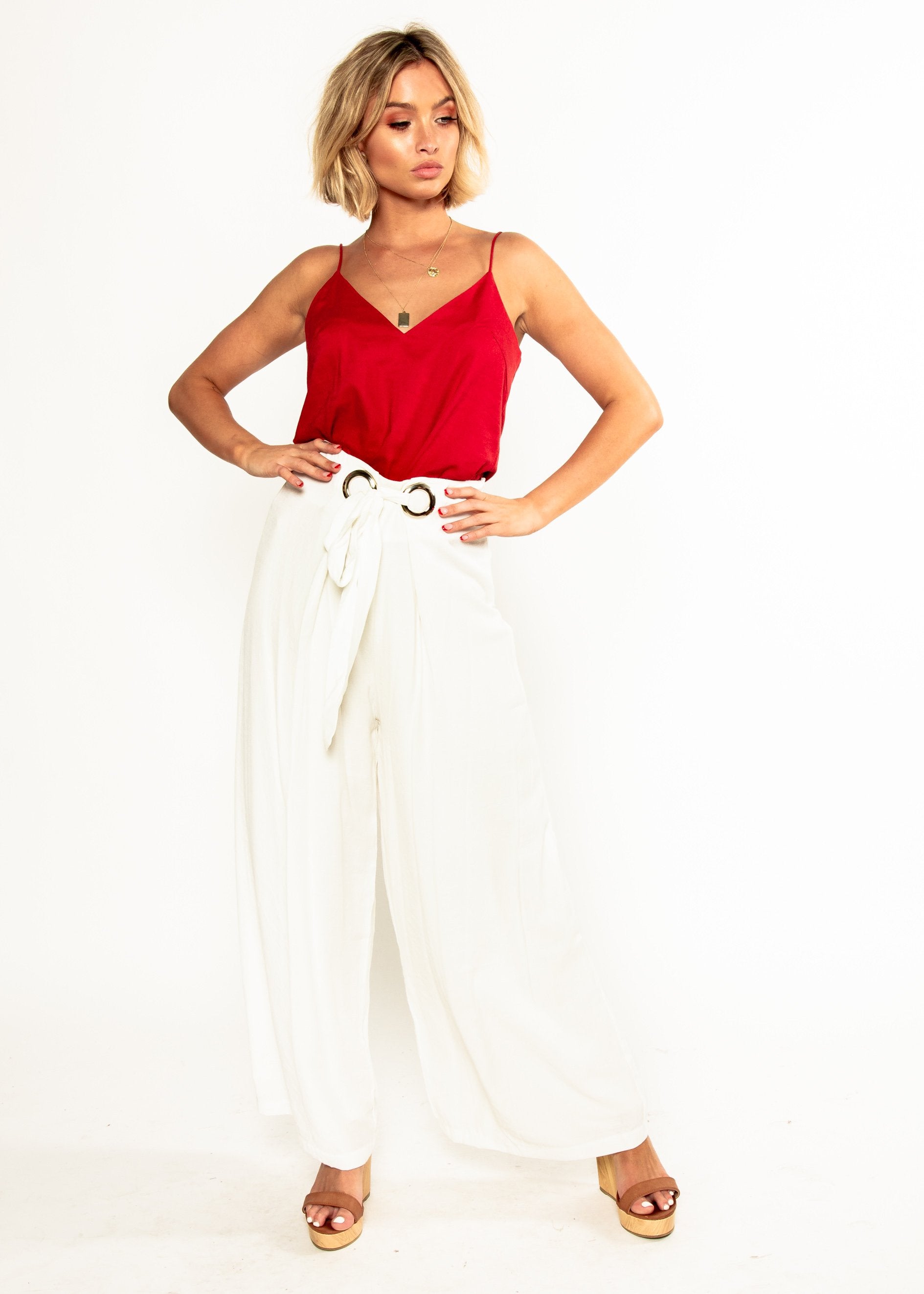 Miah Linen-blend Cami - Red
