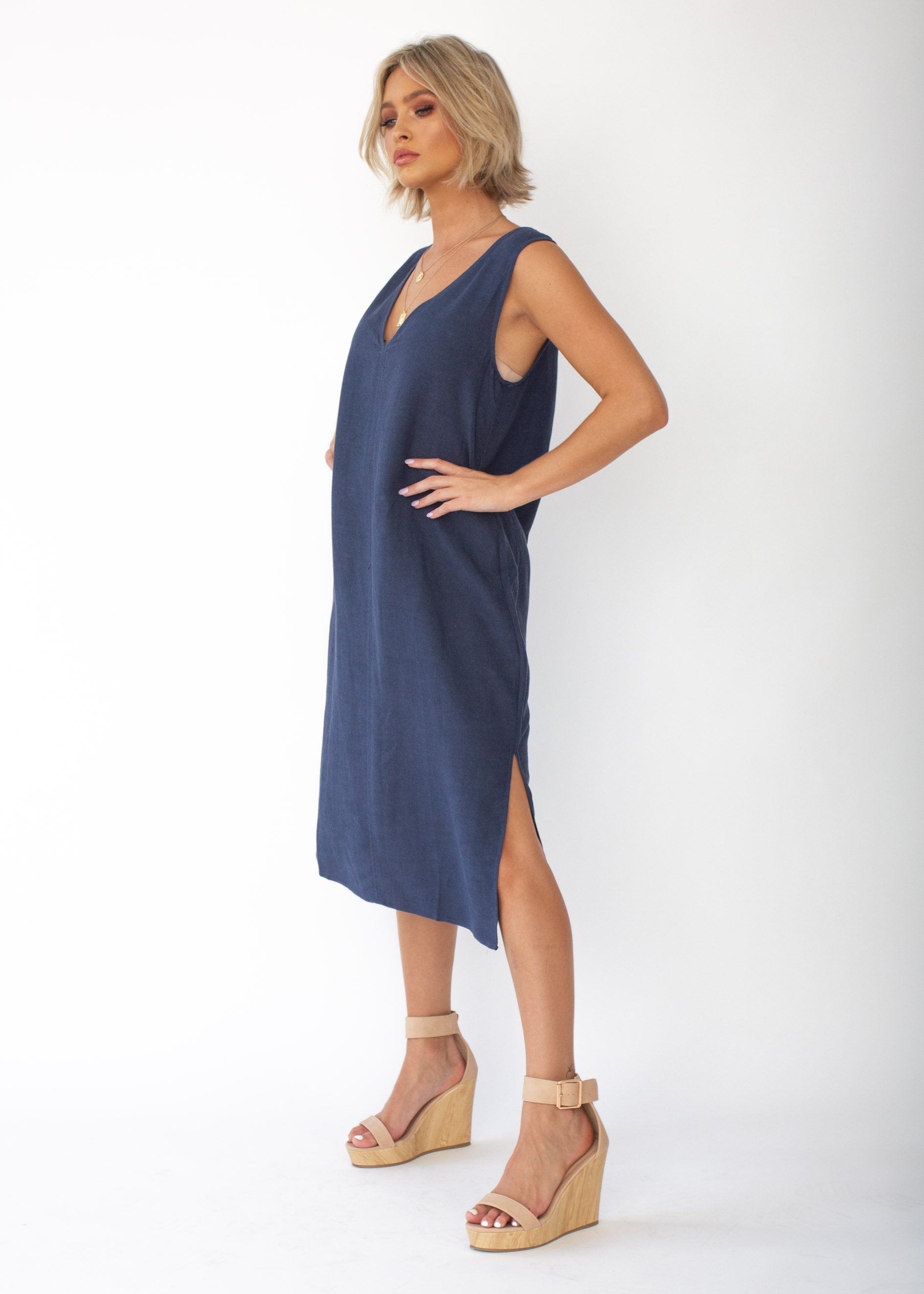 Flynn Midi Dress - Navy