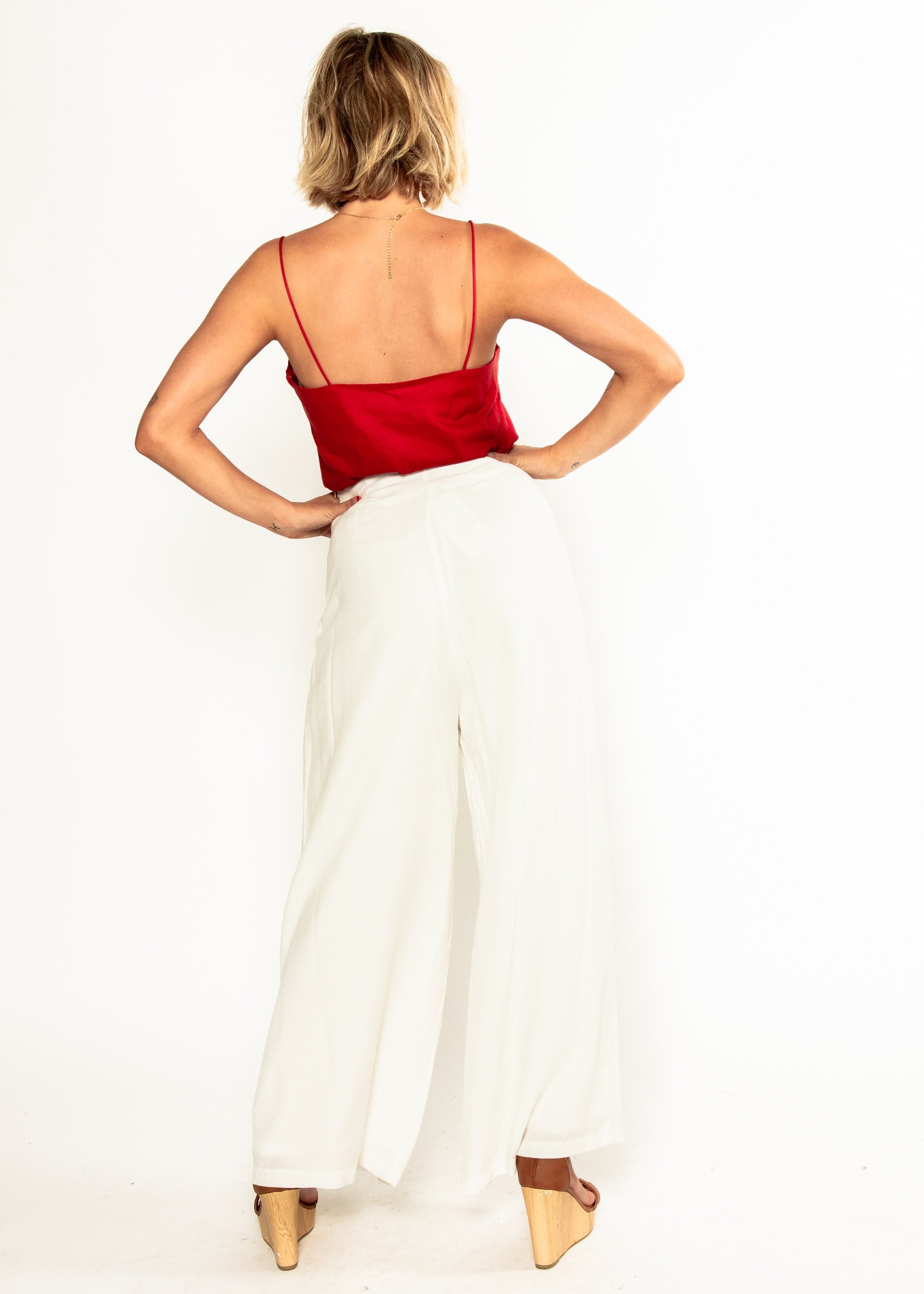 Miah Linen-blend Cami - Red