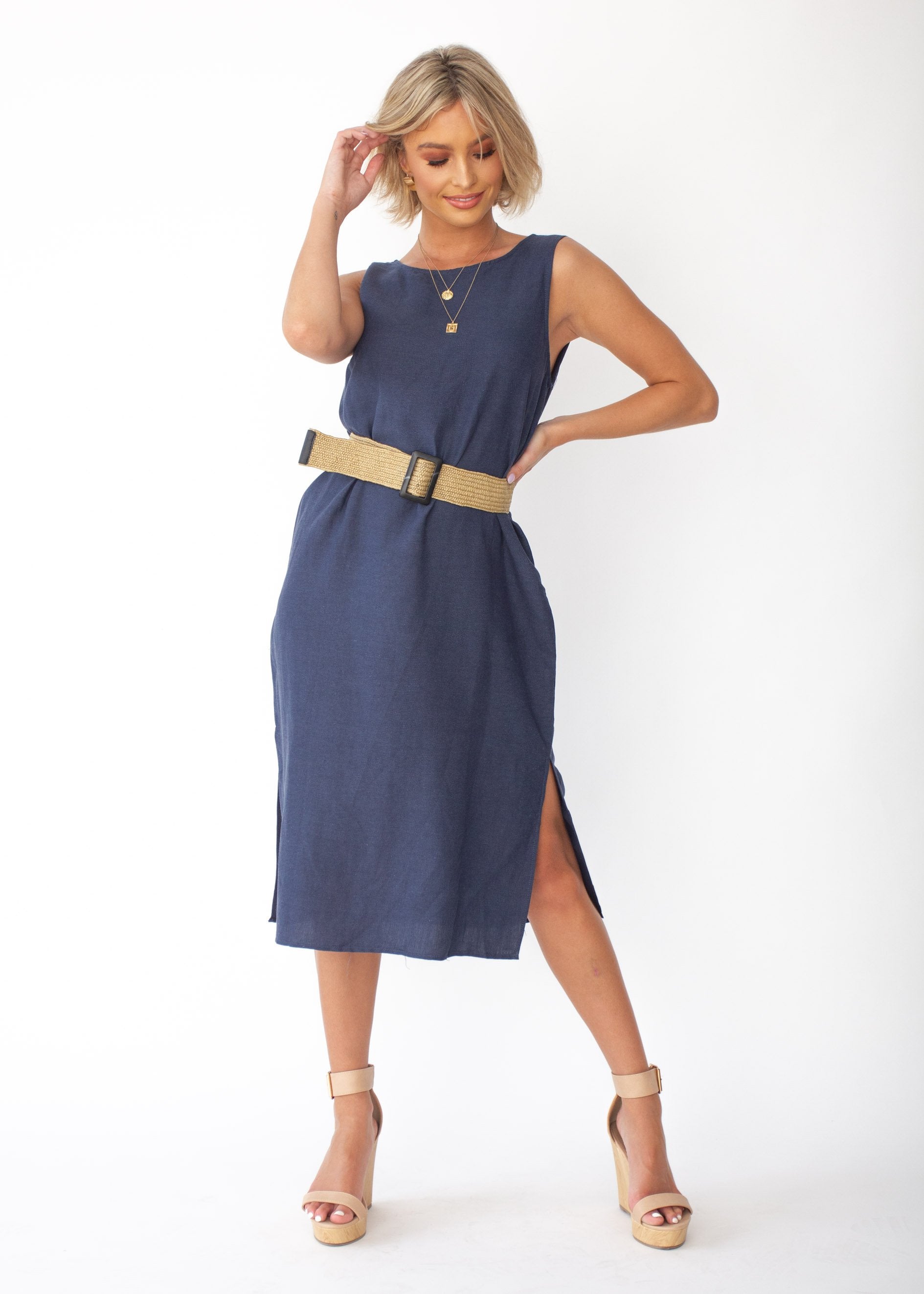 Flynn Midi Dress - Navy