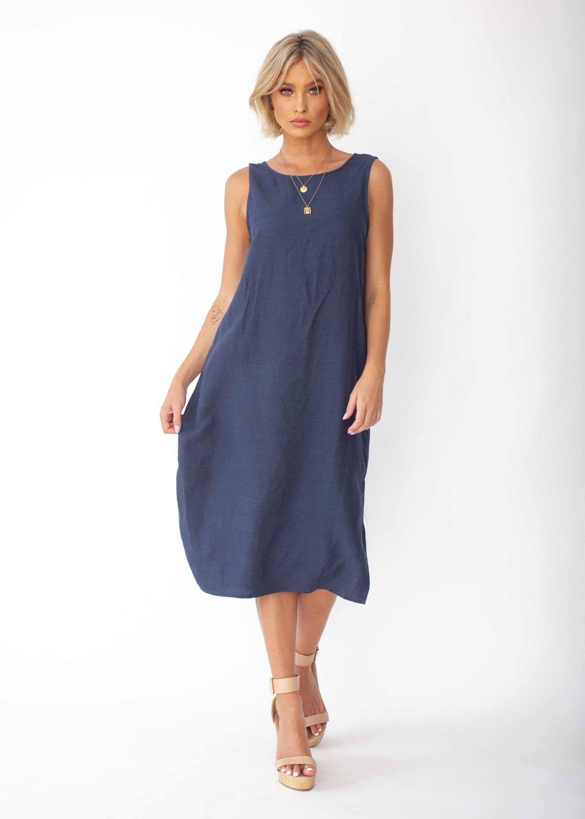 Flynn Midi Dress - Navy
