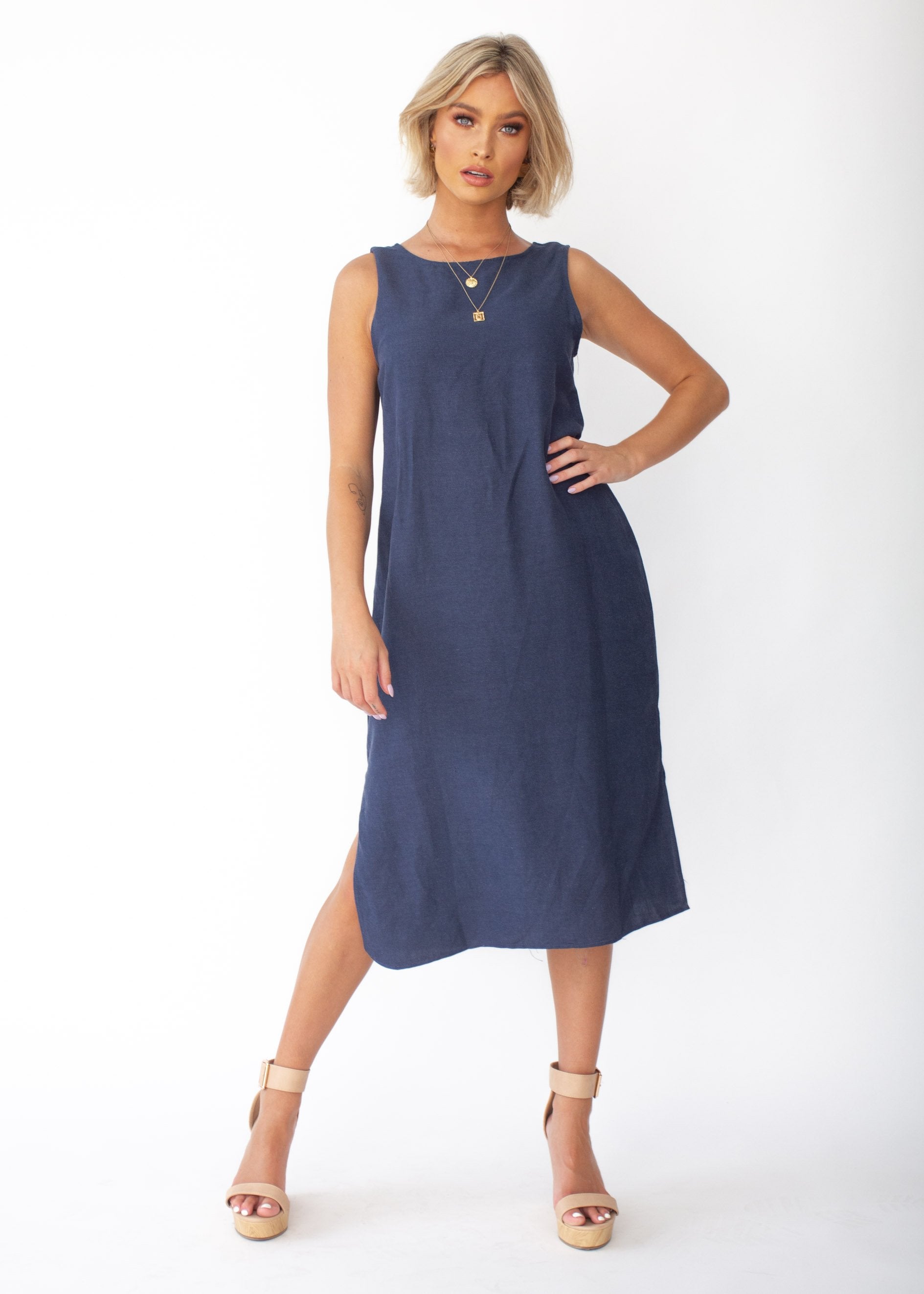Flynn Midi Dress - Navy