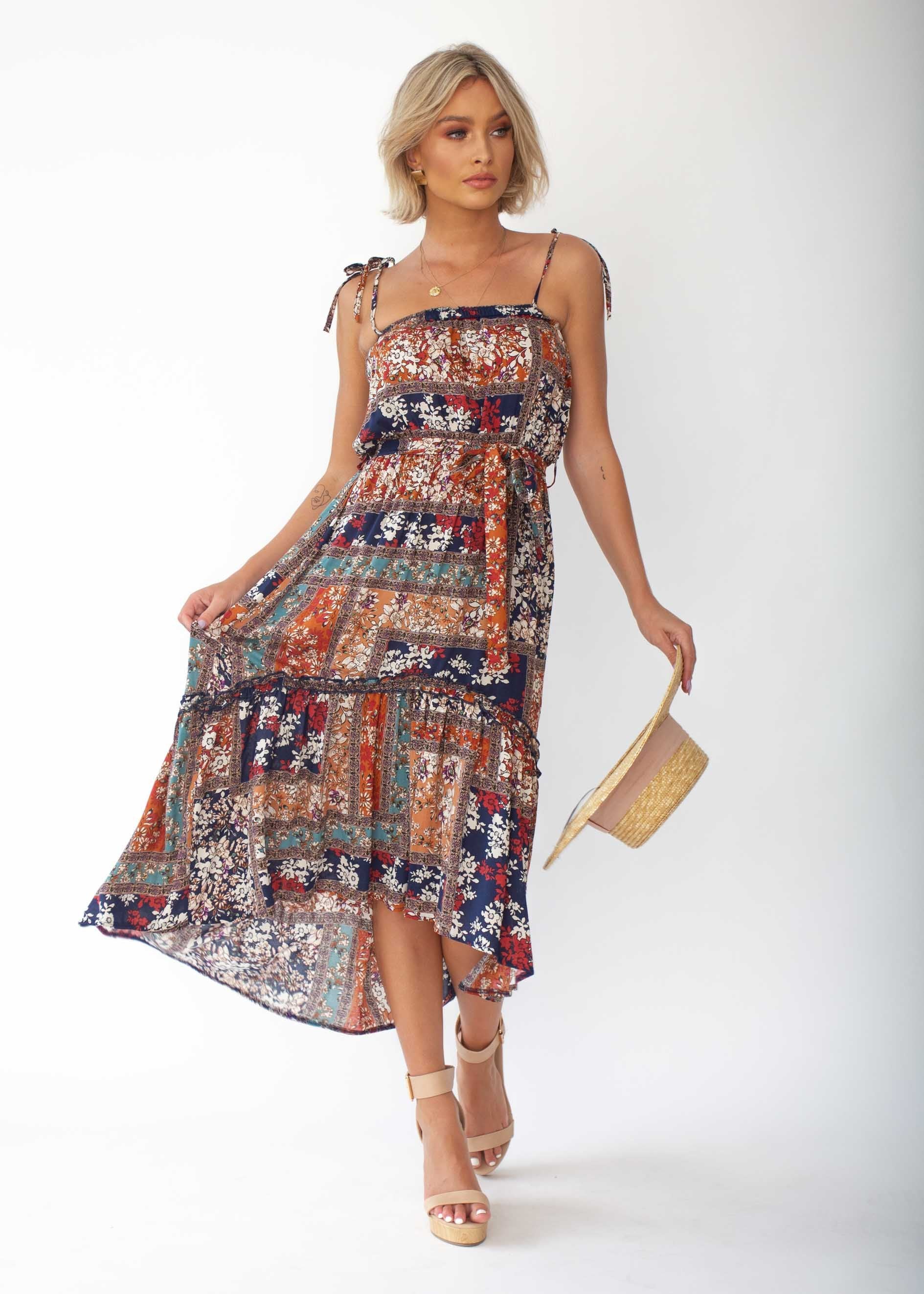 Nathalia Hi-Lo Midi Dress - Moroccan Floral