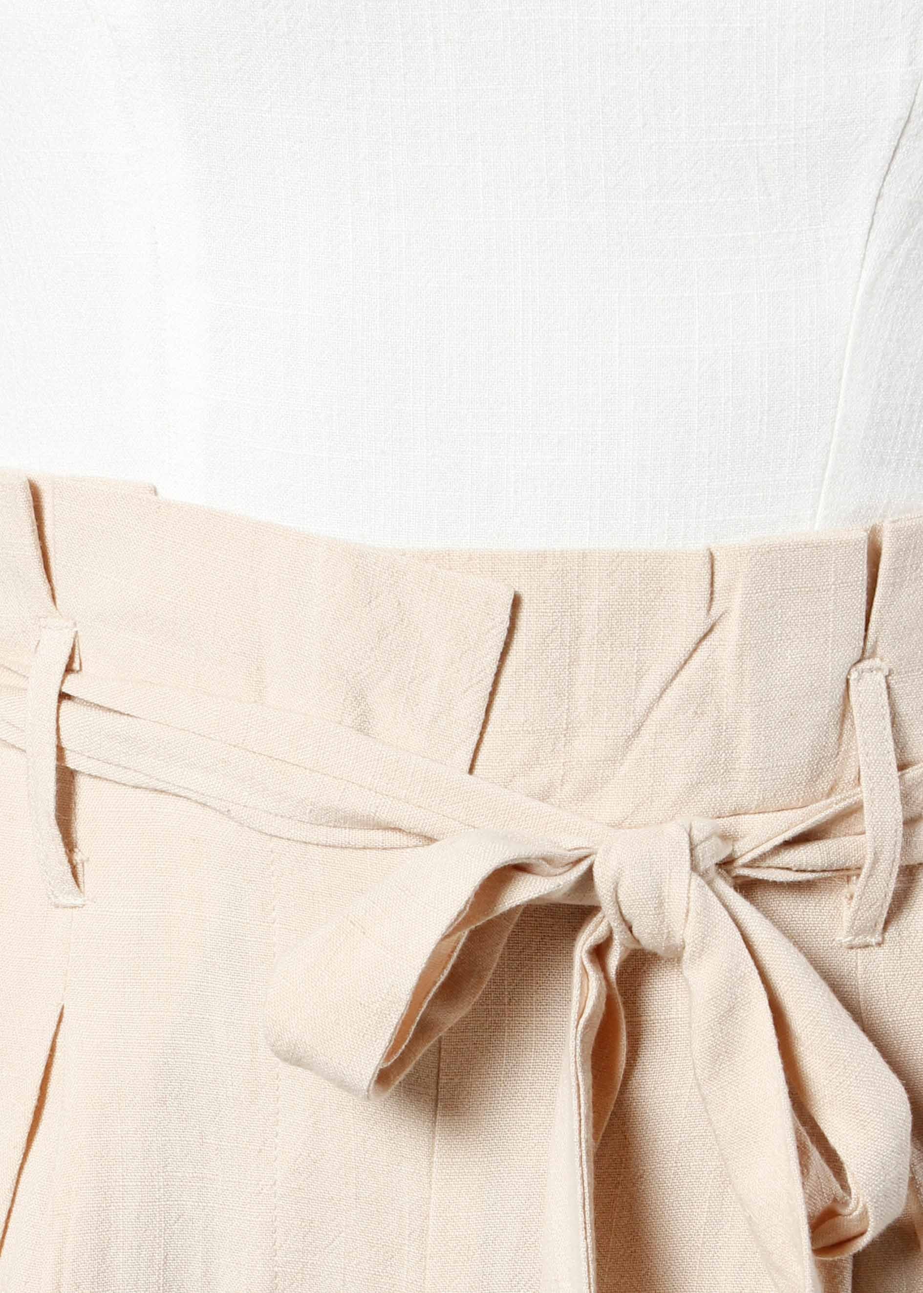 High Stakes Pantsuit w/ Tie - Nude/White