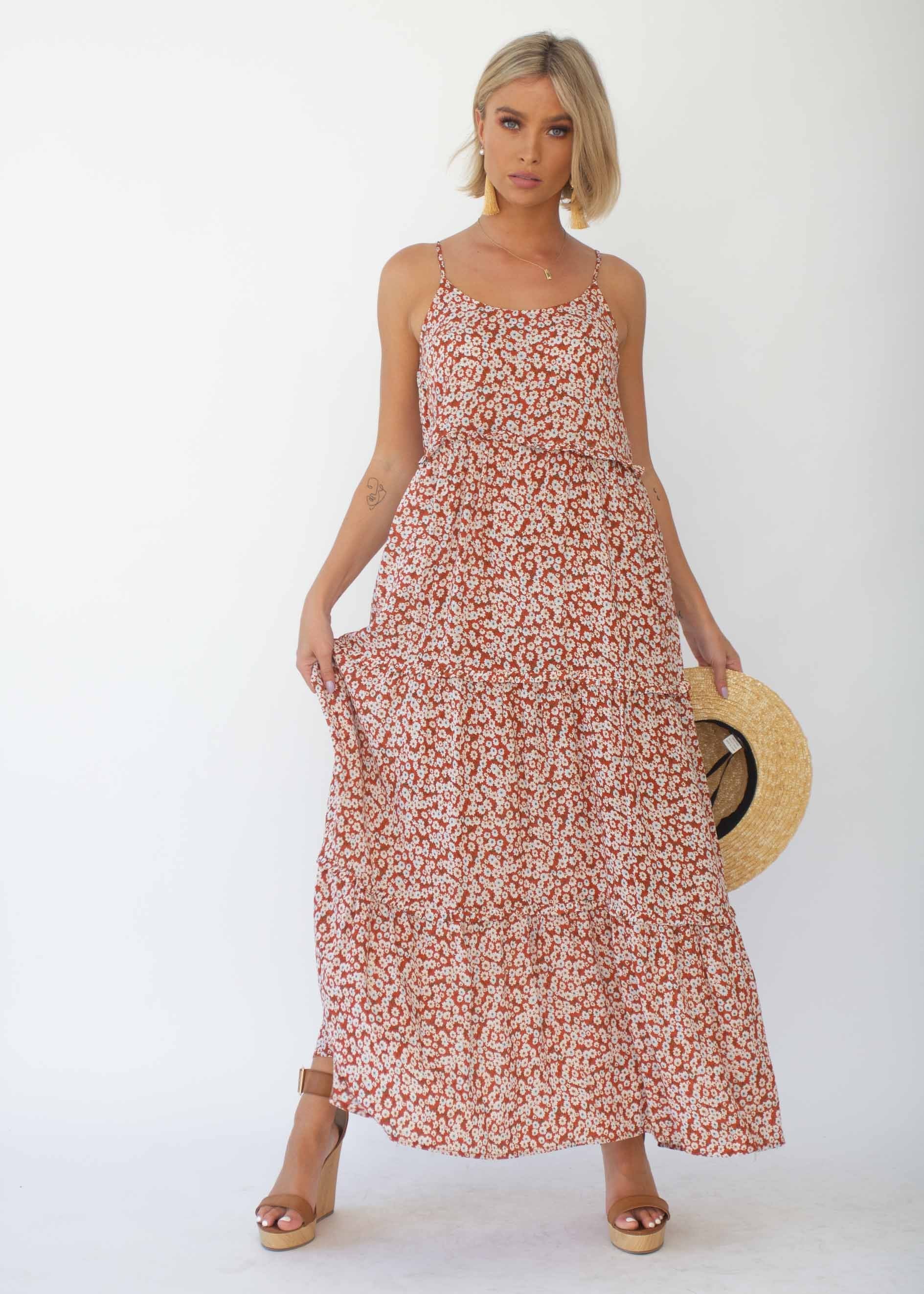 Alani Maxi Dress - Red Floral