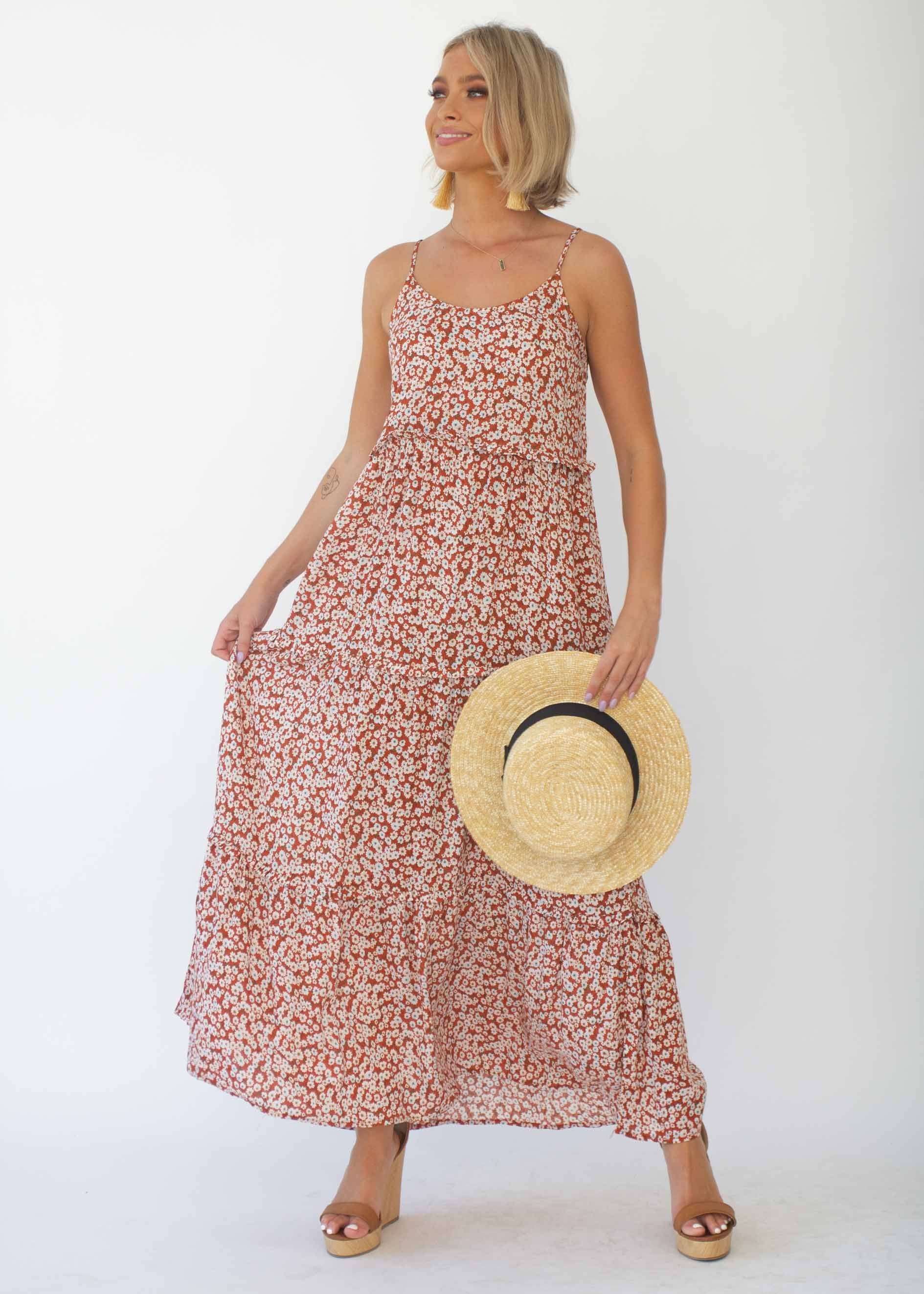 Alani Maxi Dress - Red Floral