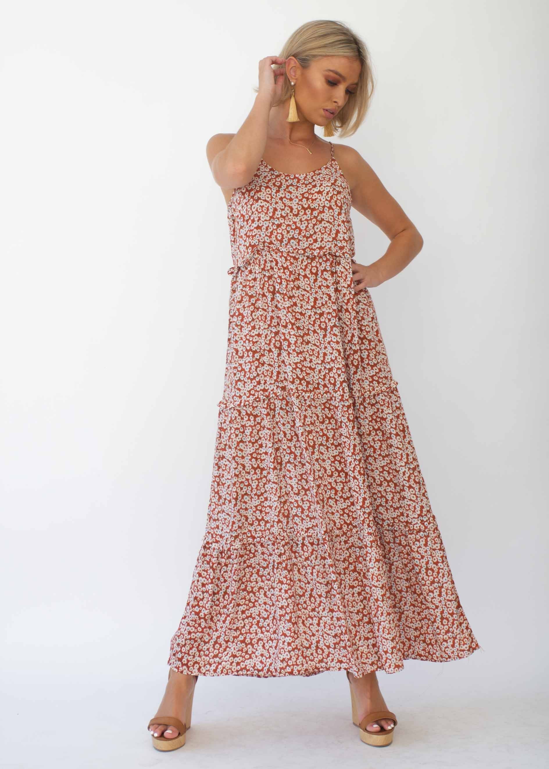 Alani Maxi Dress - Red Floral