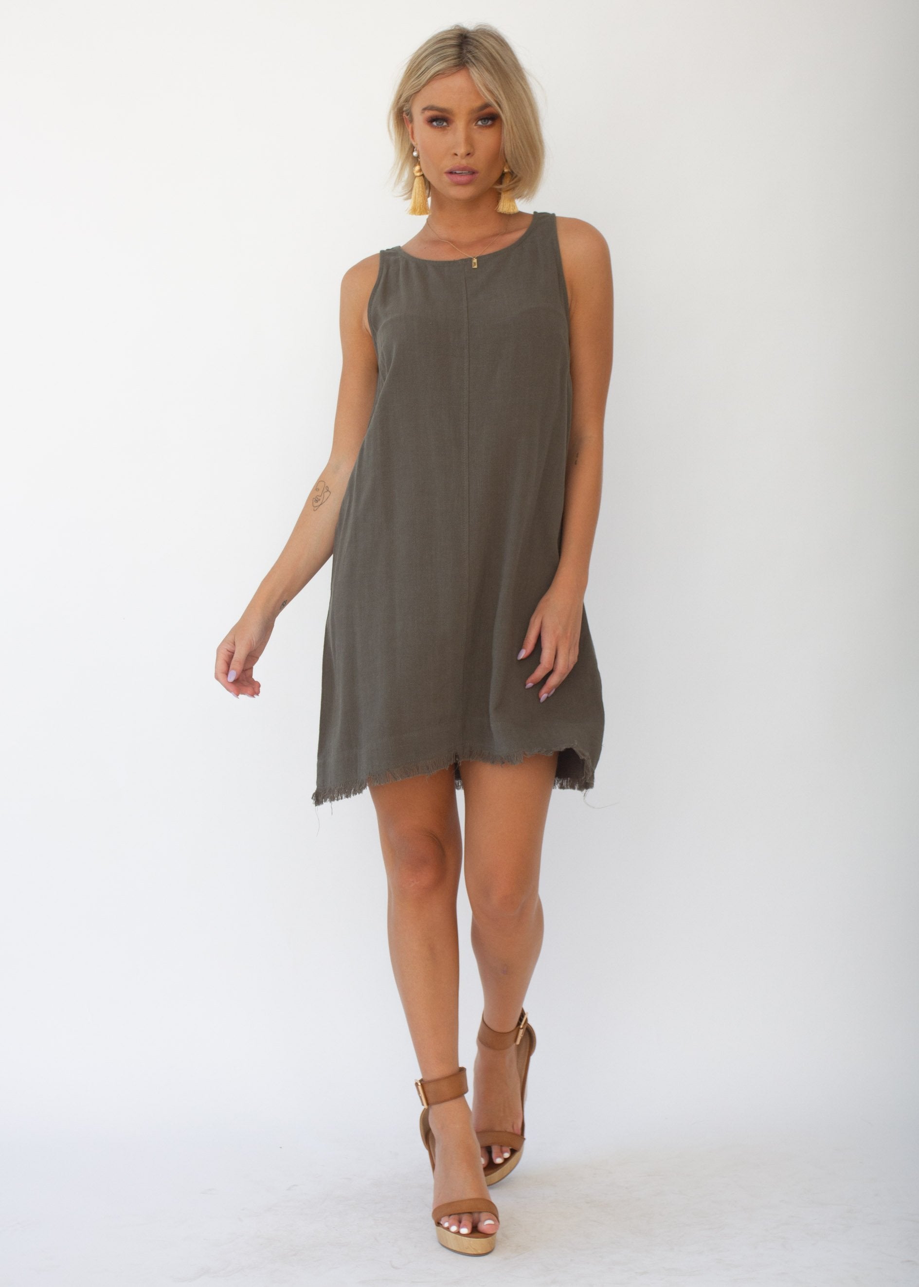 Nara Linen Dress - Dark Khaki