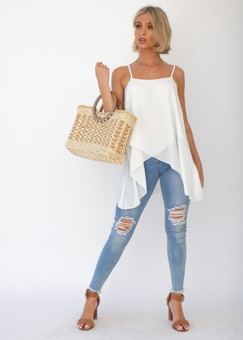Sefina Asymmetrical Cami - White