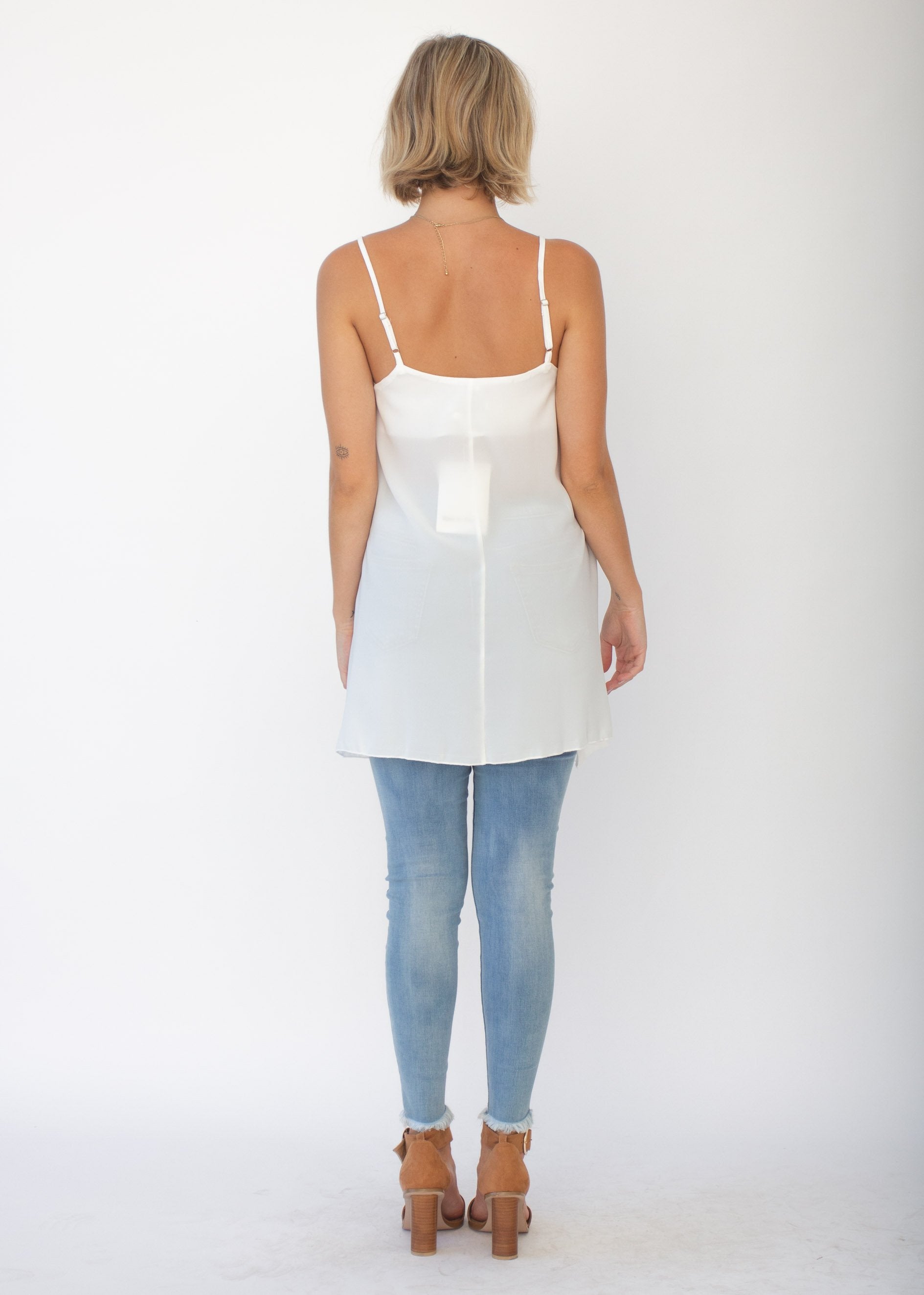Sefina Asymmetrical Cami - White