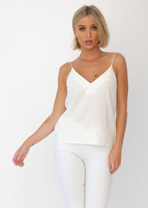Miah Linen-blend Cami - White