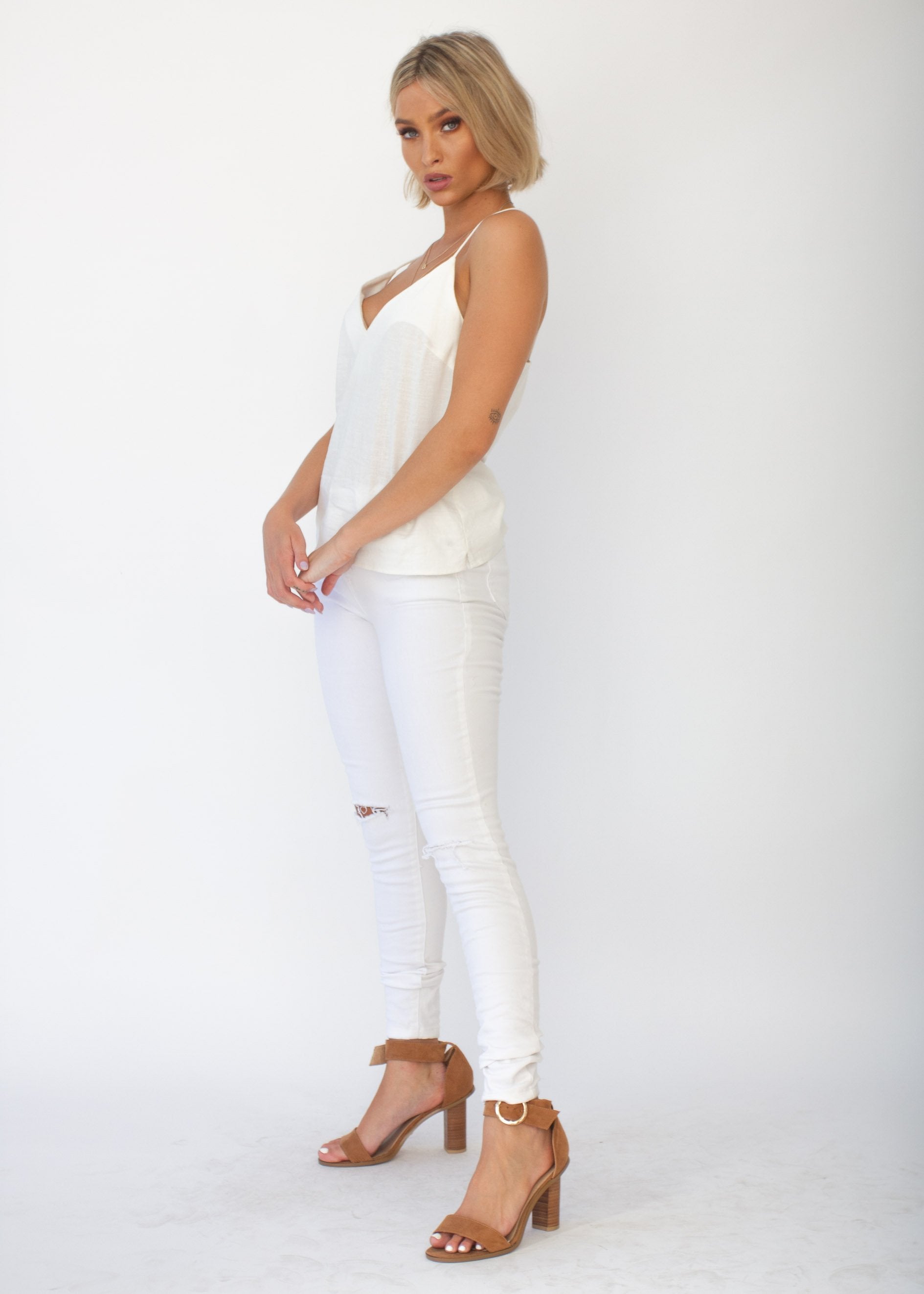 Miah Linen-blend Cami - White
