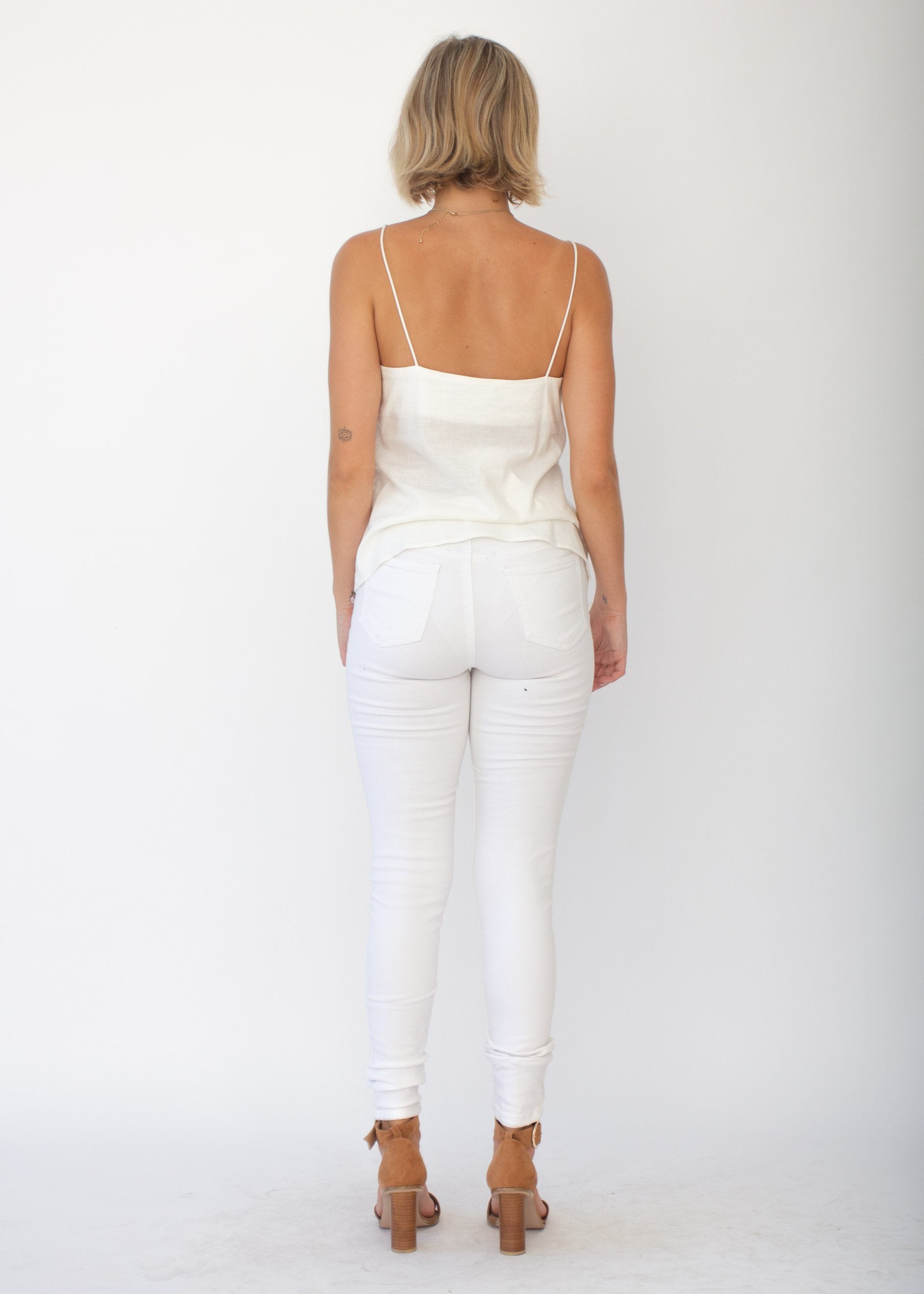 Miah Linen-blend Cami - White