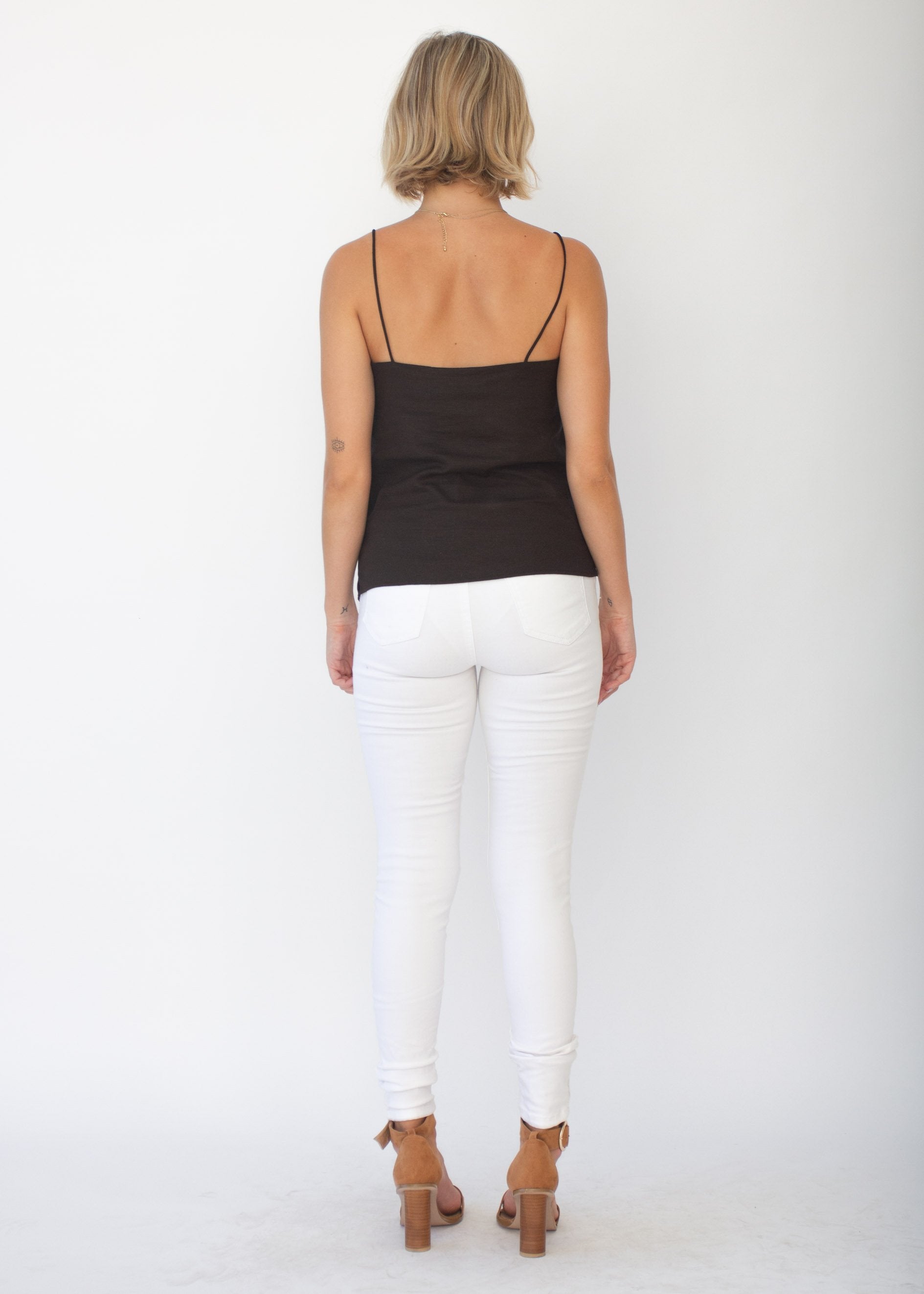Miah Linen-blend Cami - Black
