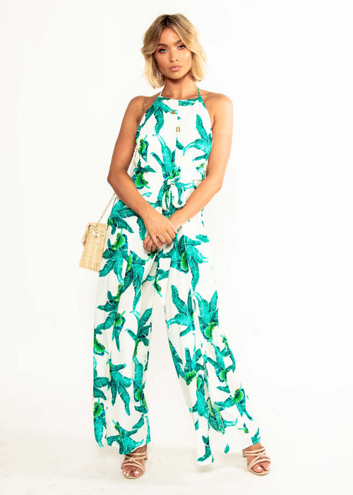 Cyan Pantsuit - White Palm