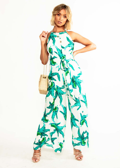Cyan Pantsuit - White Palm