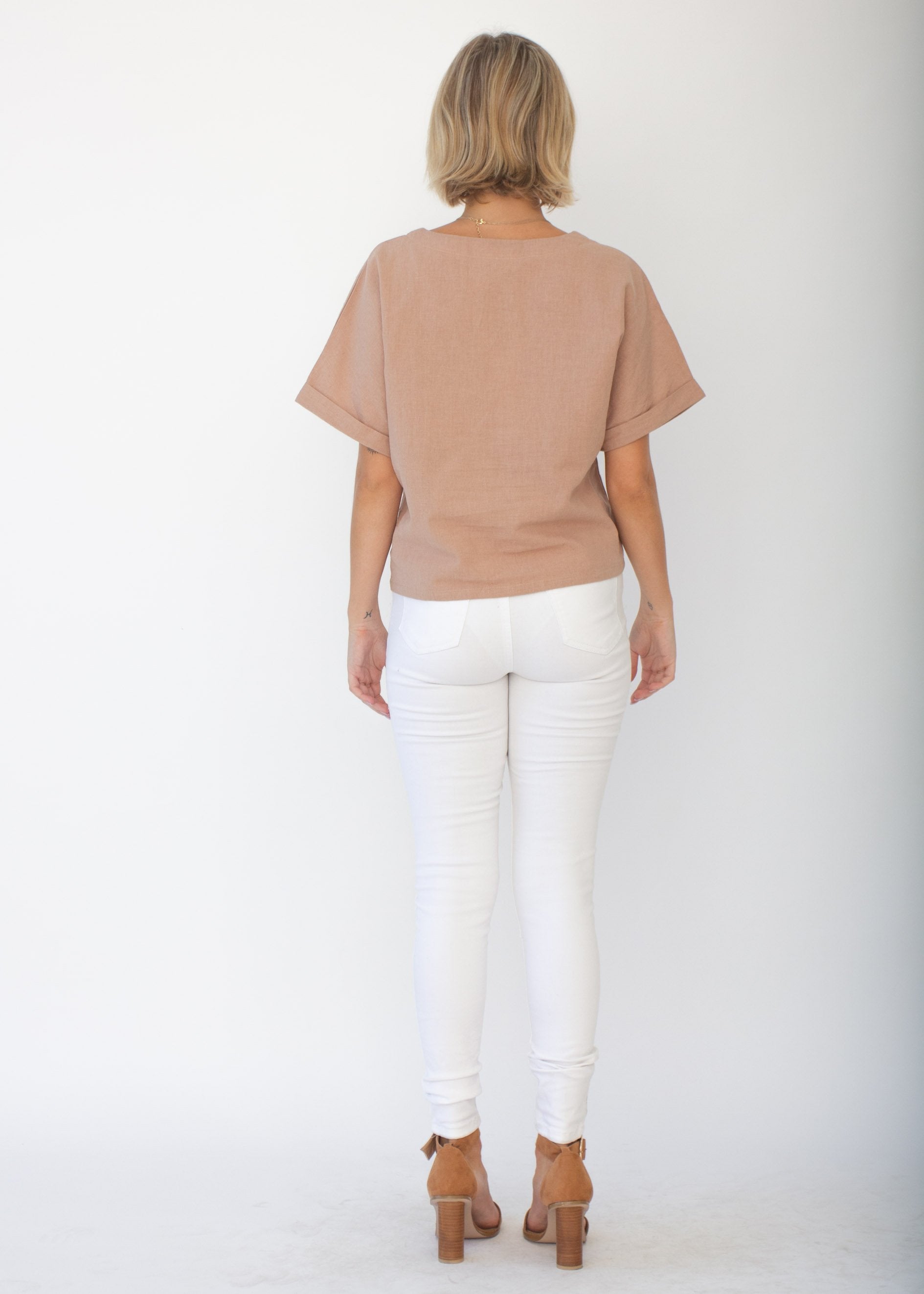 Samara Linen-Blend Tee - Mocha