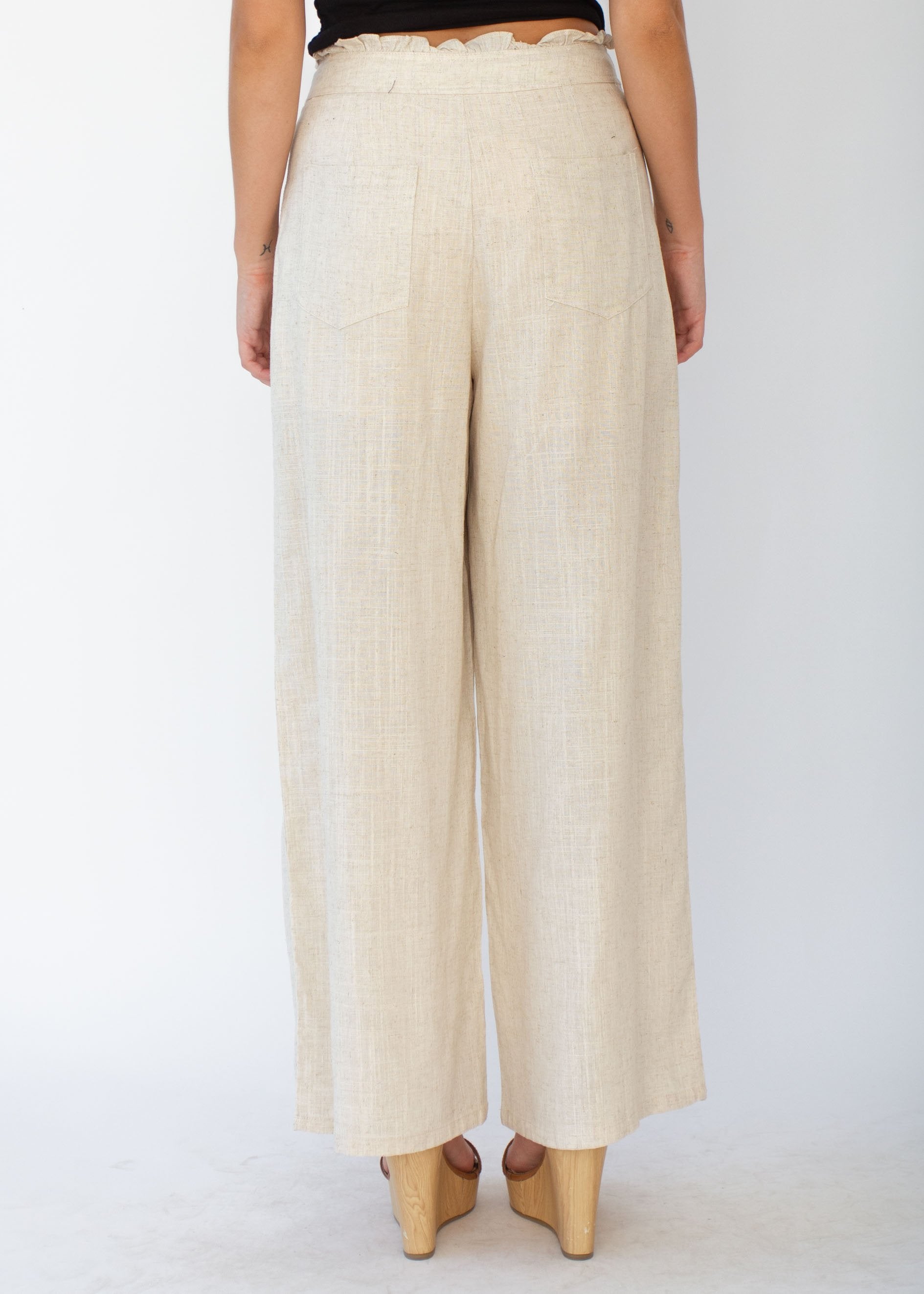 Byron Linen Wide Leg Pants - Natural