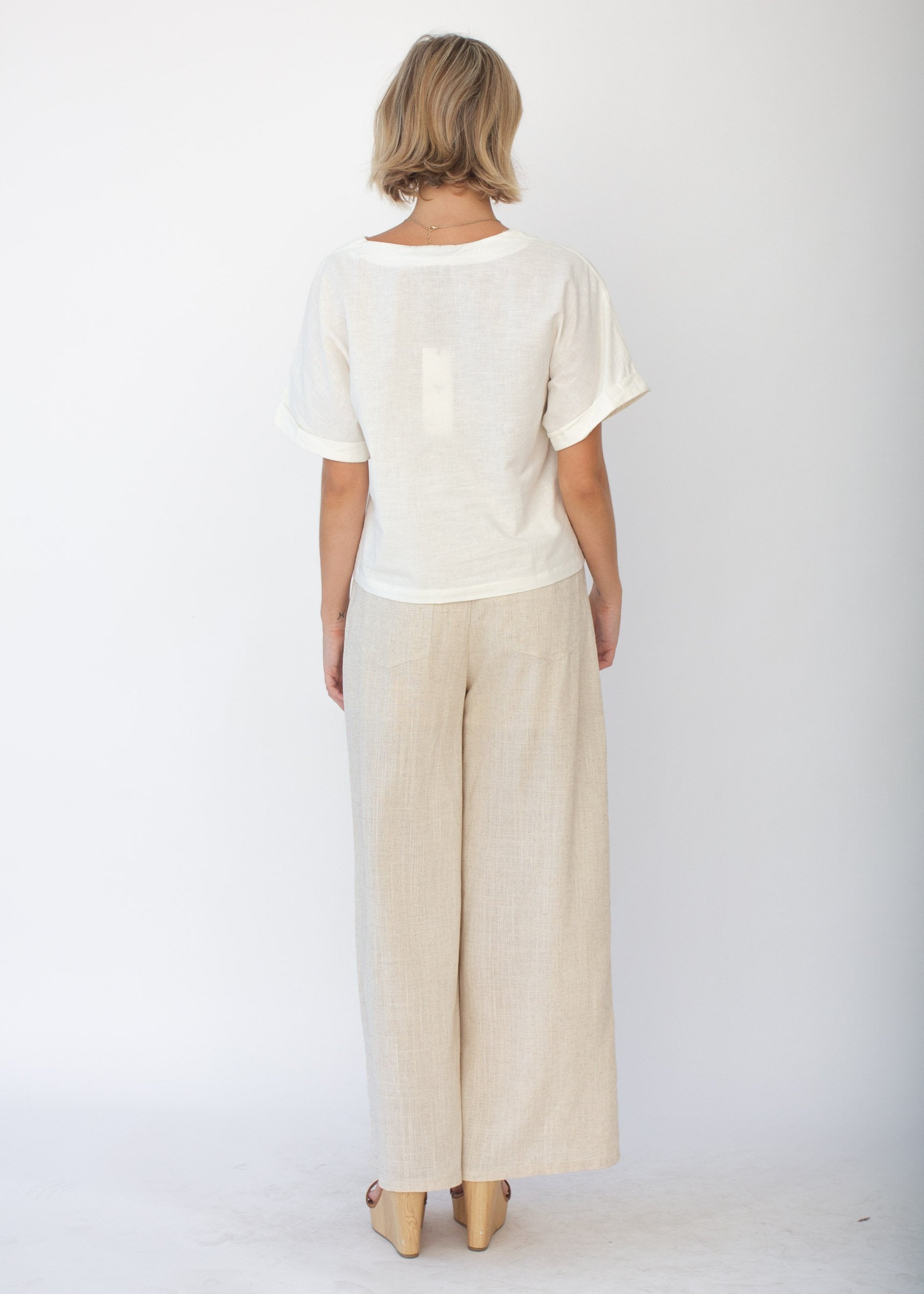 Samara Linen-Blend Tee - Ivory