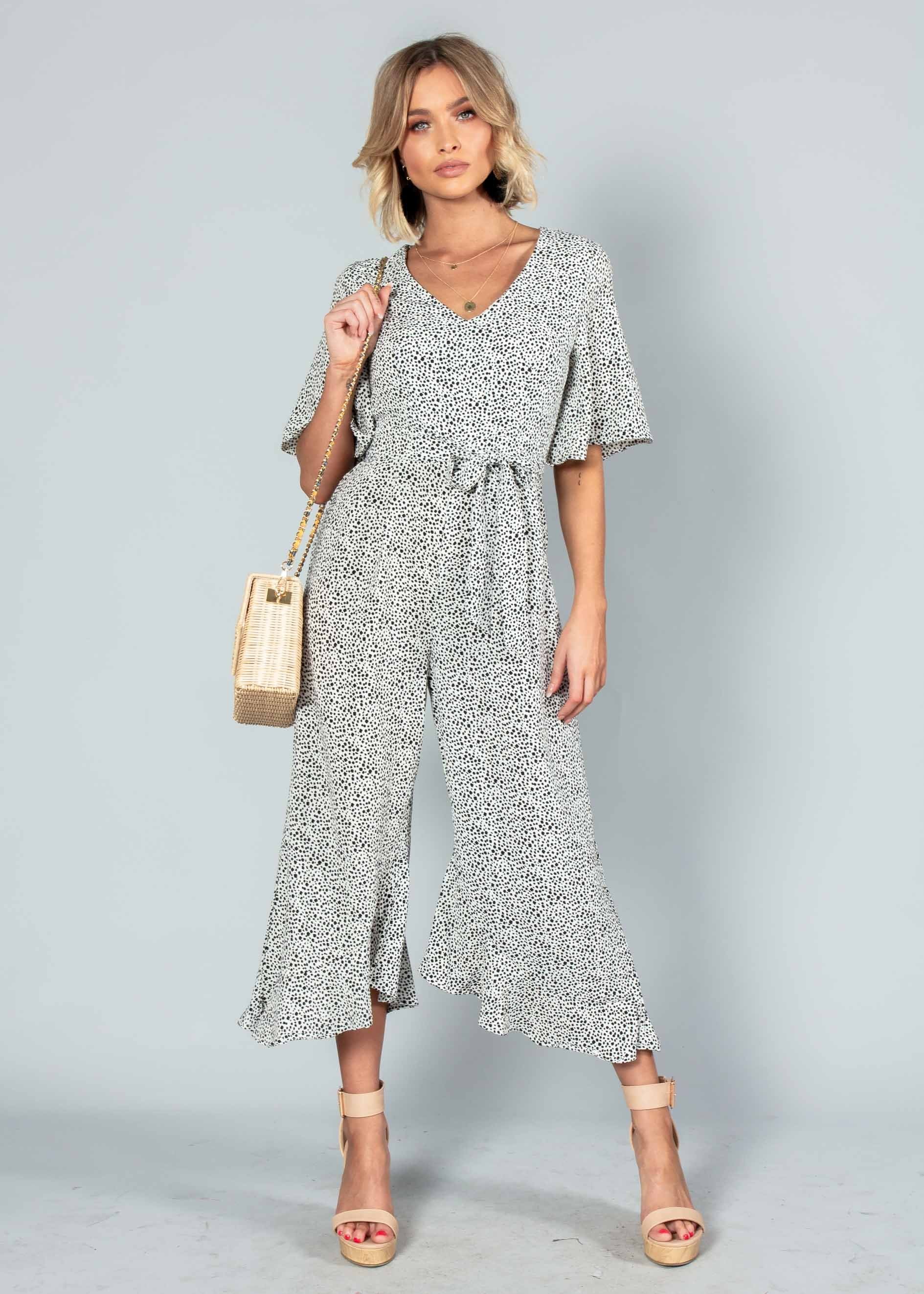 Naya Pantsuit w/ Tie - White Spot