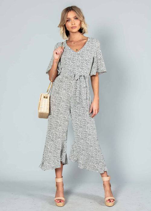 Naya Pantsuit w/ Tie - White Spot