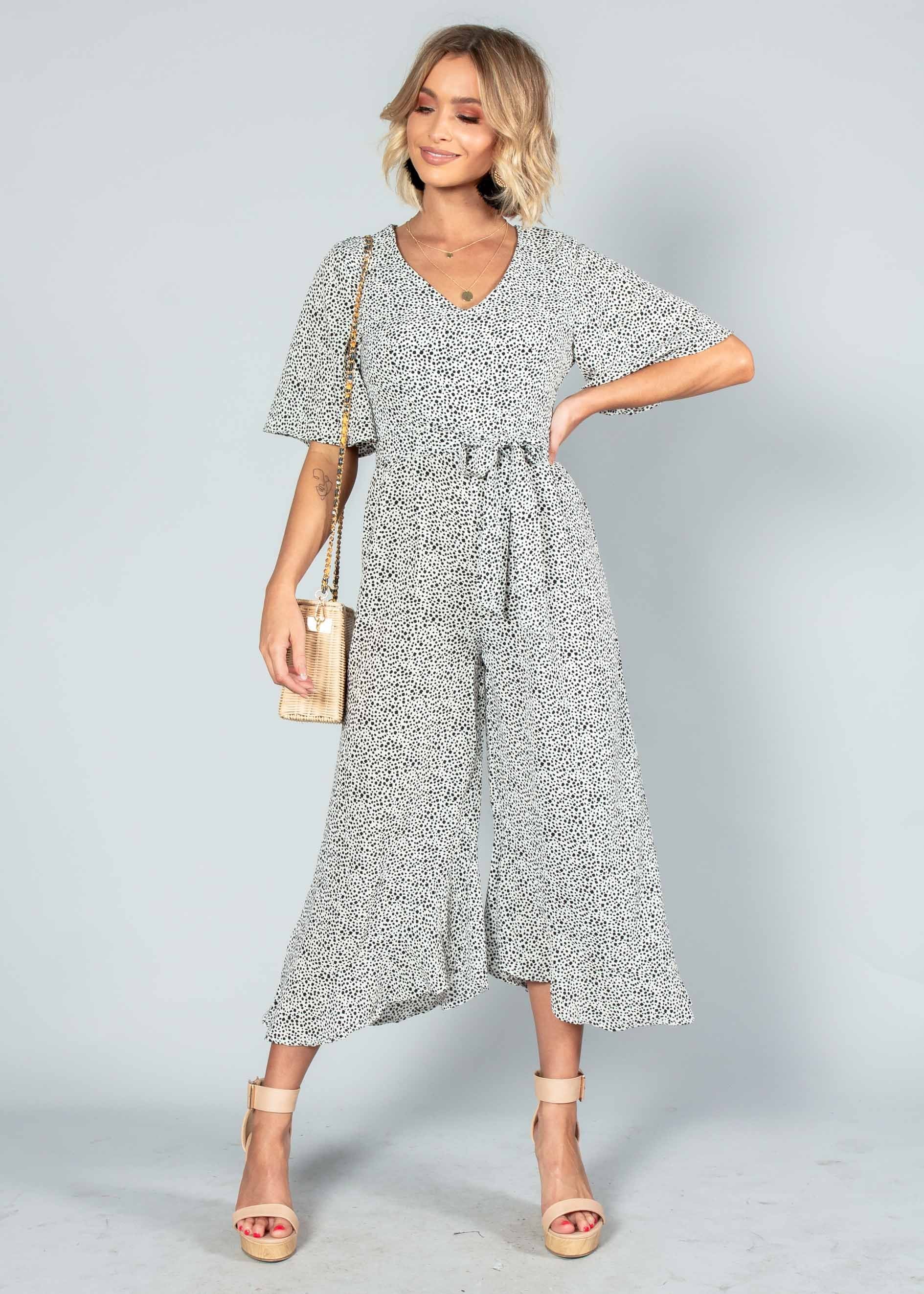 Naya Pantsuit w/ Tie - White Spot