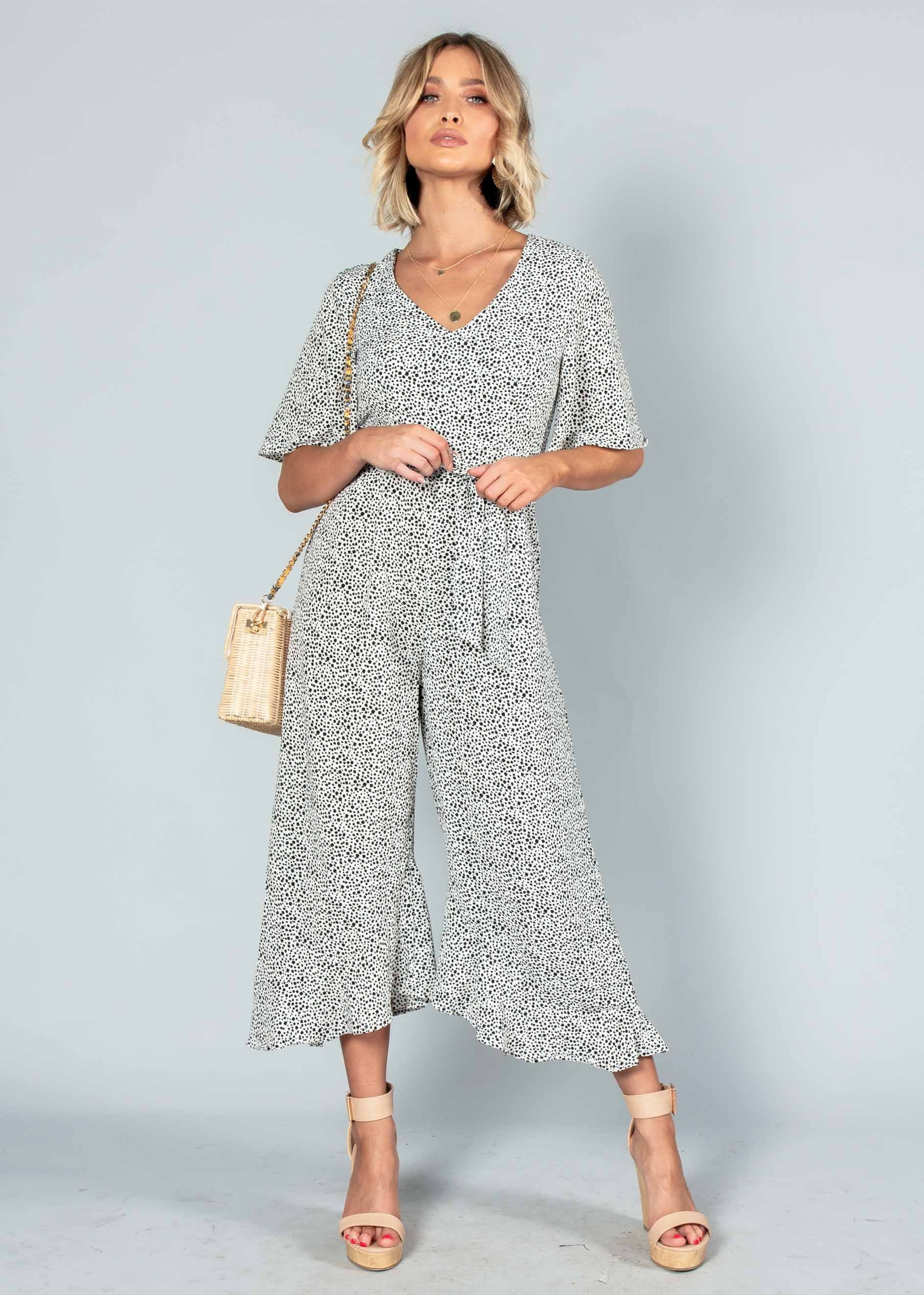 Naya Pantsuit w/ Tie - White Spot
