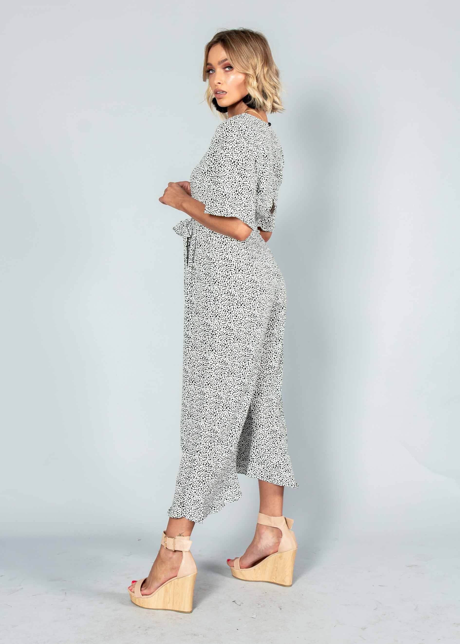 Naya Pantsuit w/ Tie - White Spot