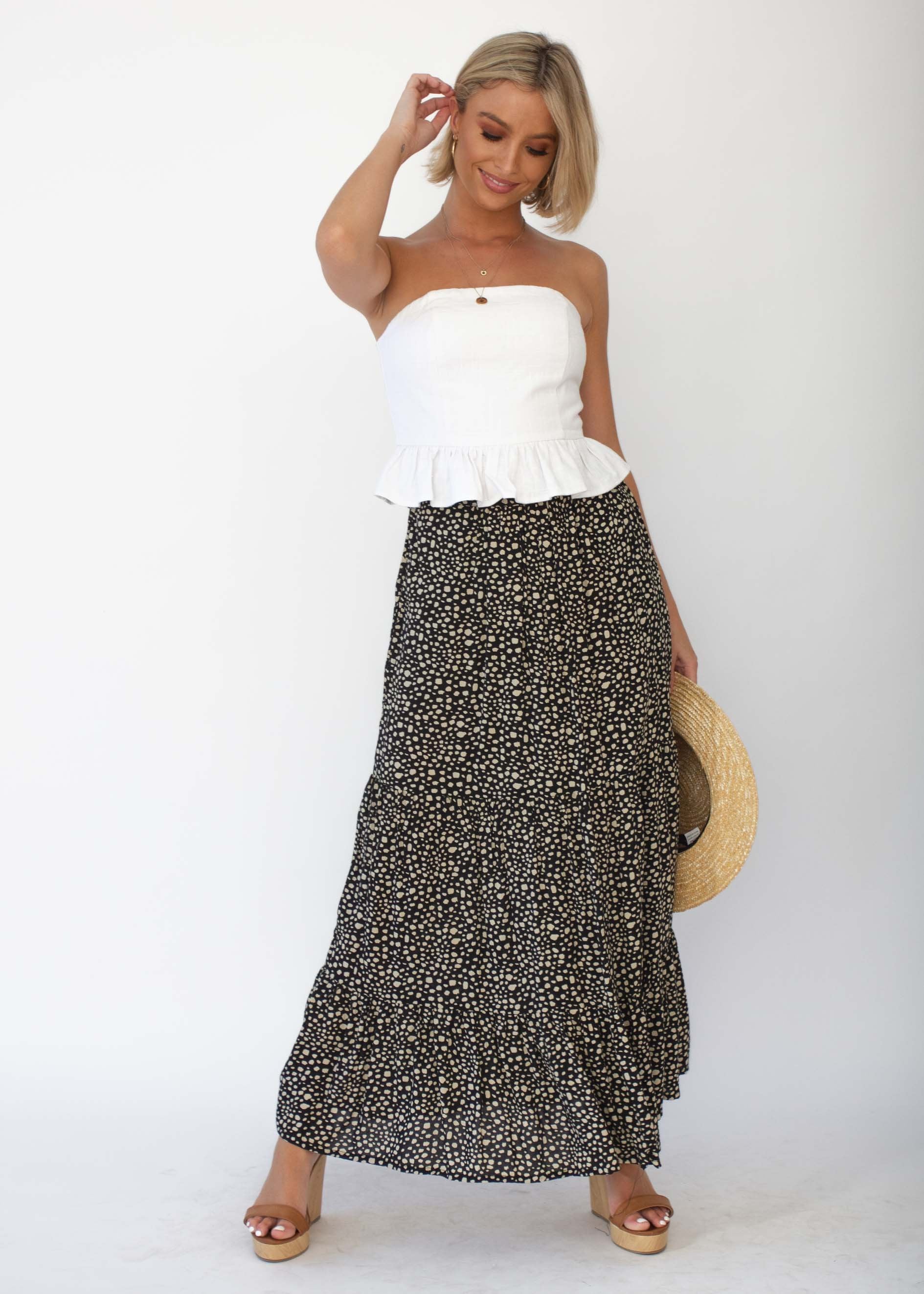 Courtney Maxi Skirt - Black Spot