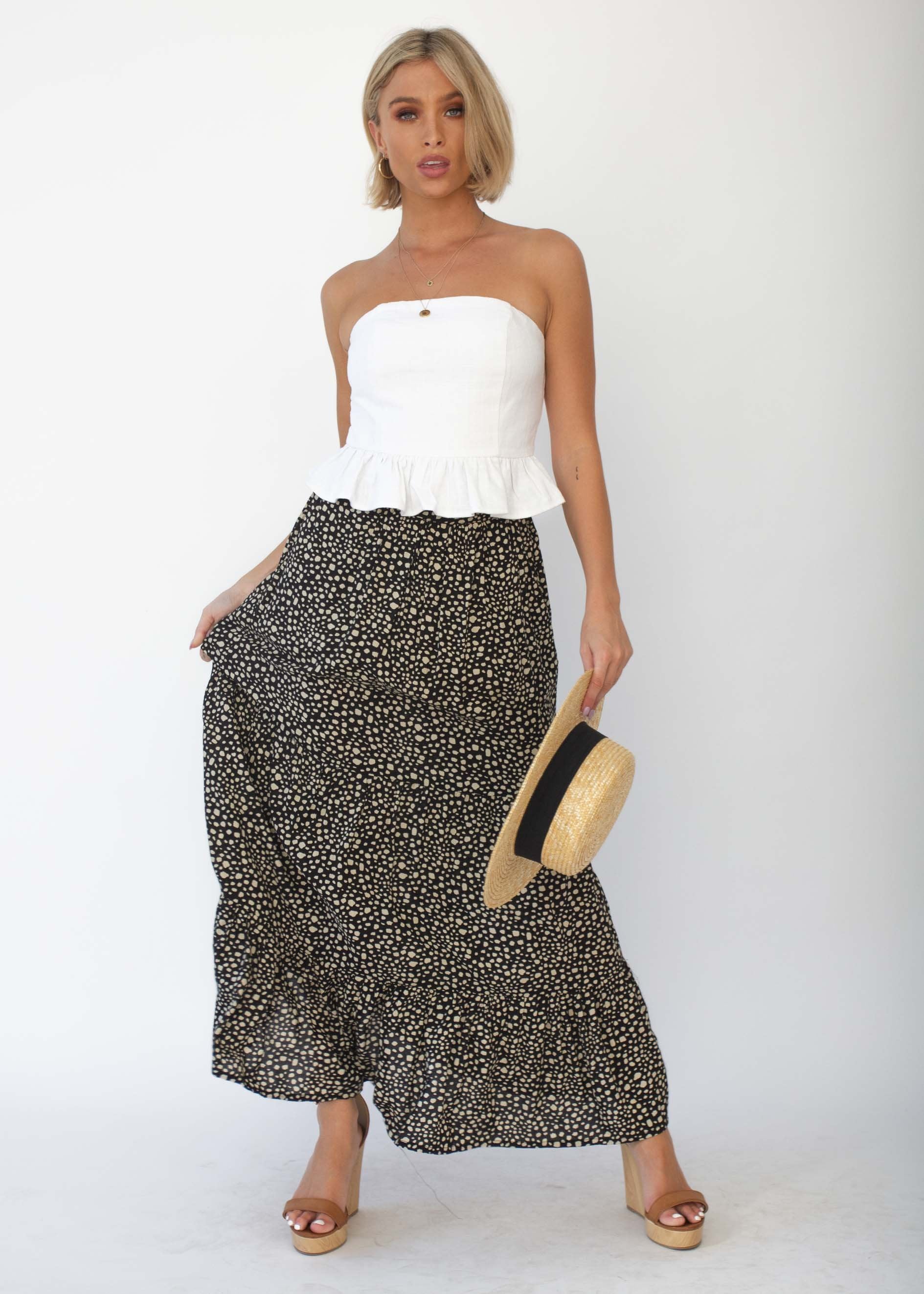 Courtney Maxi Skirt - Black Spot